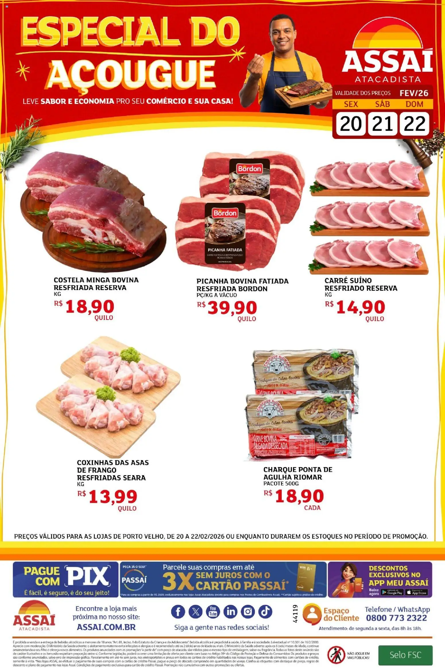 Assaí Atacadista Folheto - válido de 20.02.2026 | Página: 1 | Produtos: Pneus, Carne, Bebida, Frango