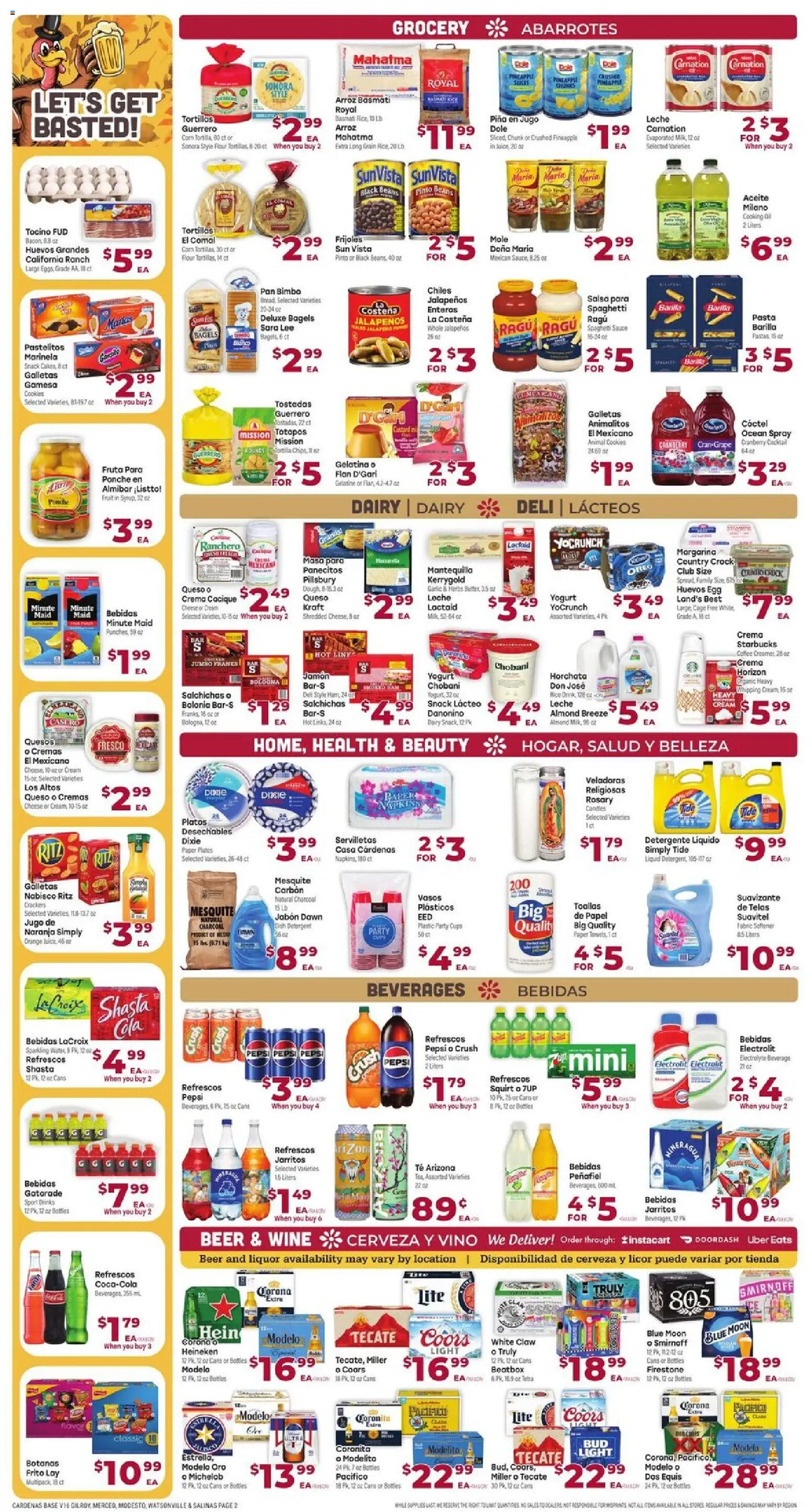 Cardenas Weekly Ad - CA - valid from 19.11.2025 | Page: 2 | Products: Yogurt, Beer, Pineapple, Cream