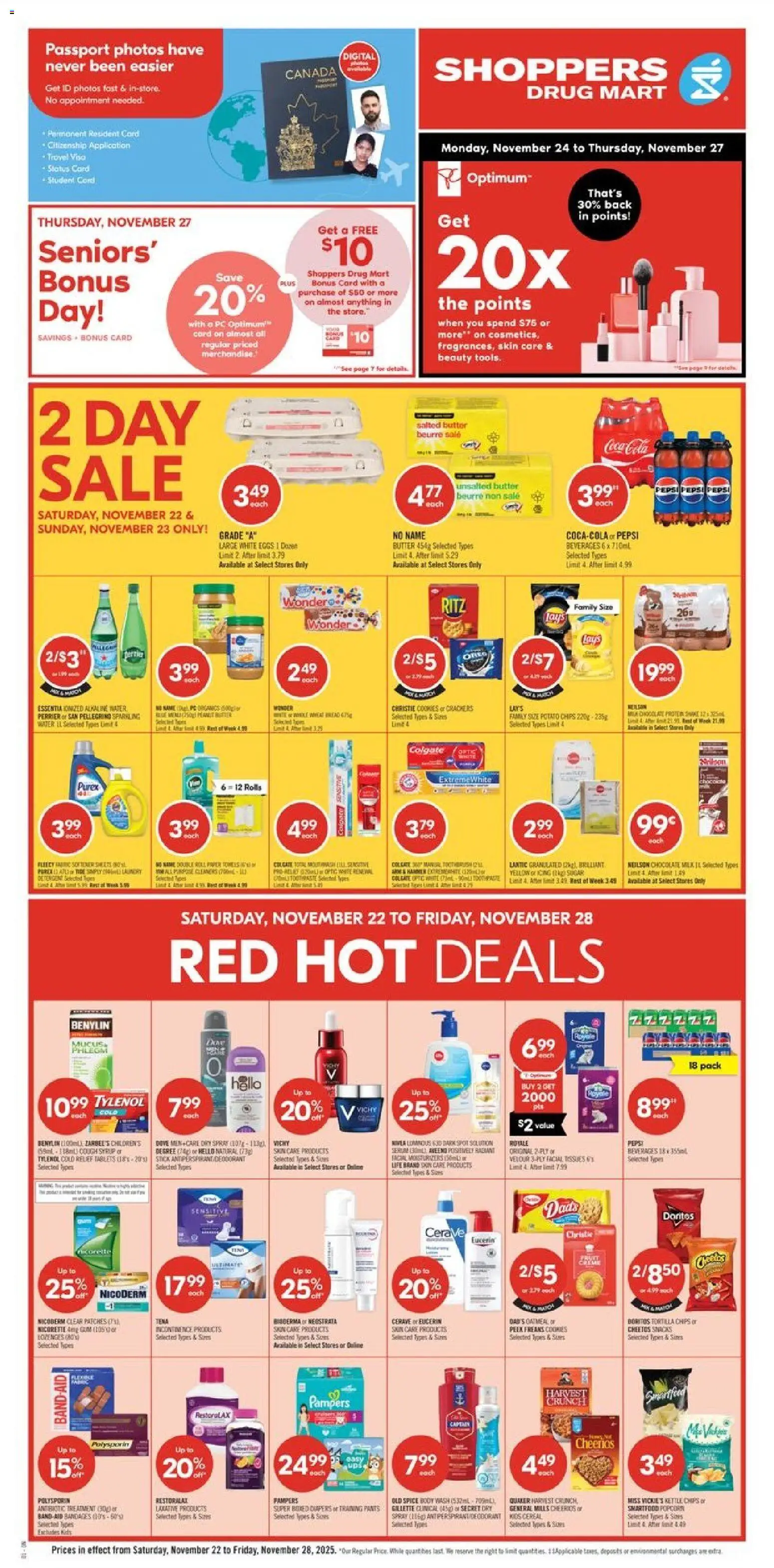 Shoppers flyer valid from 22.11.2025 | Page: 1 | Products: Chips, PC, Kettle, Body wash