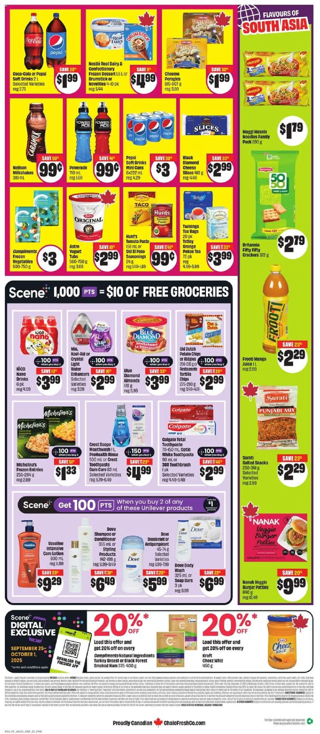FreshCo flyer valid from 25.09.2025 | Page: 2 | Products: Turkey, Deodorant, Mouthwash, Ham