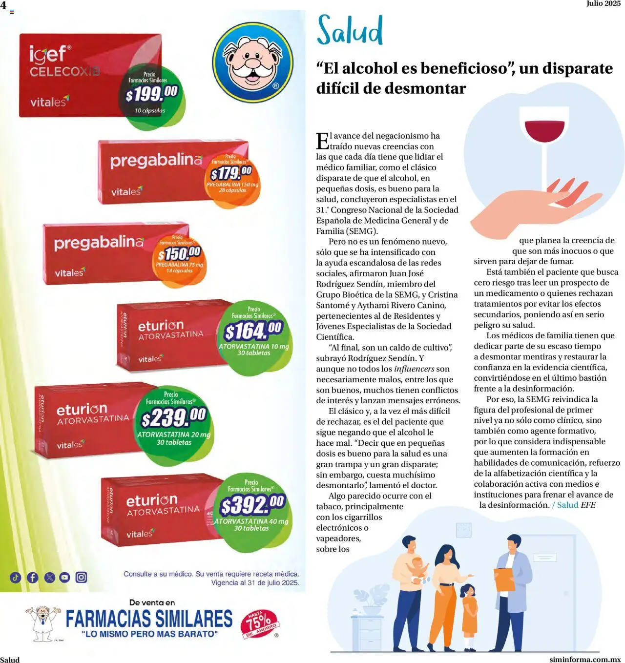 Nuevas ofertas de Farmacias Similares válidas en toda la República Mexicana desde el 01.07.2025. ¡Encuentra las mejores ofertas en Farmacias Similares catálogo! | Página: 4 | Productos: Sobre