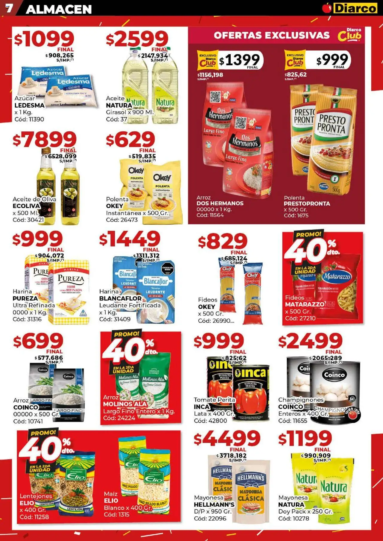 Diarco - Ofertas Pueblo Sur │ válido desde el 08.09.2025 | Página: 7 | Productos: Harina, Aceite, Polenta, Tomates