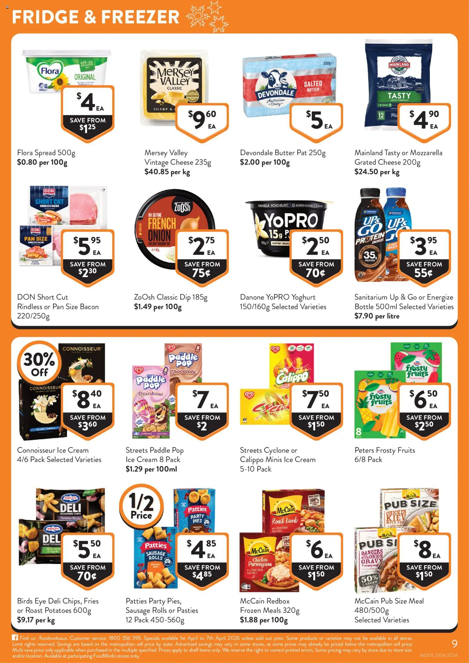 Foodworks catalogue - valid from 01.04.2026 | Page: 9 | Products: Bacon, Yoghurt, Chips, Ice cream