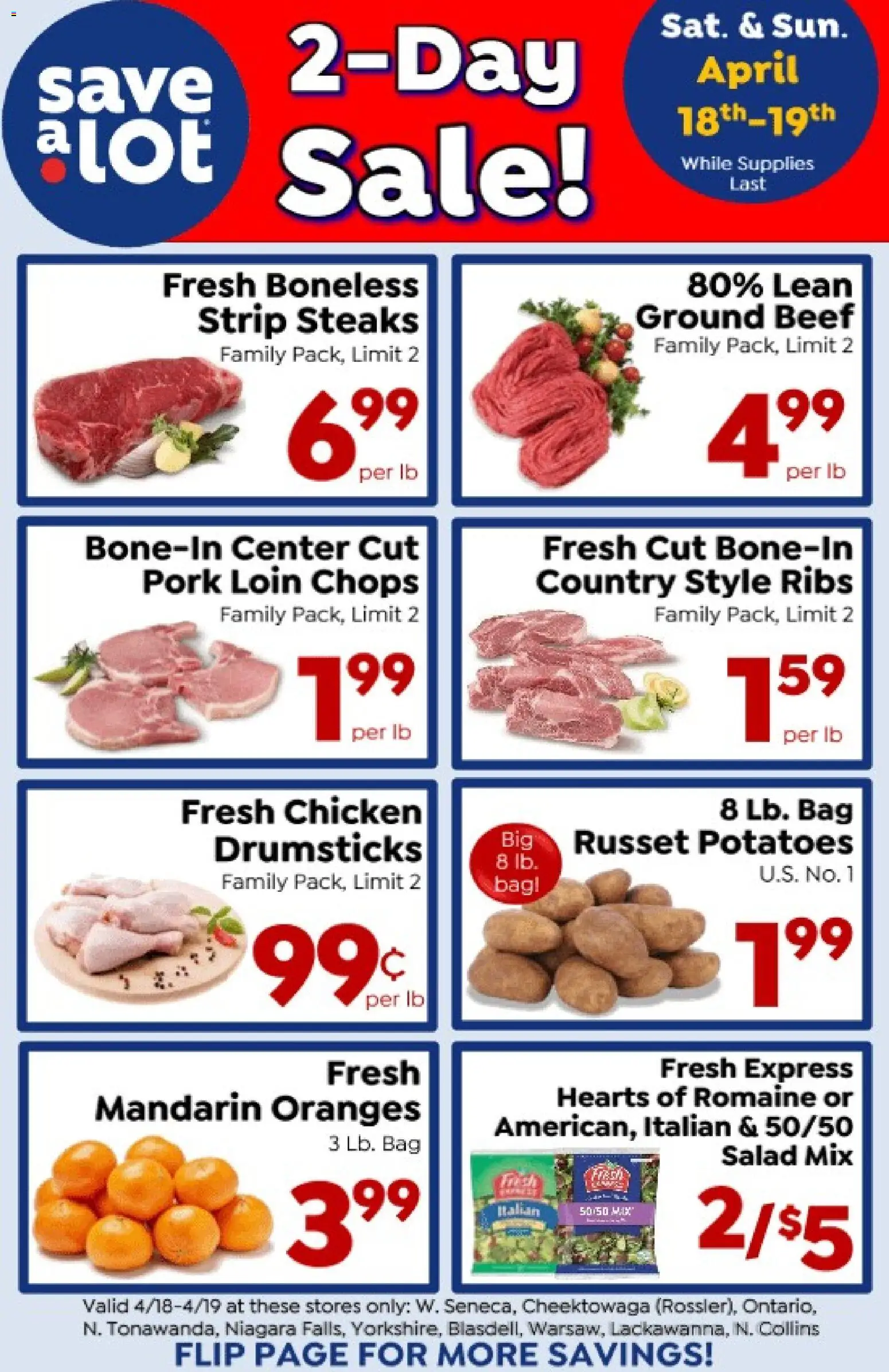 Save a Lot Save a Lot Ad - valid from 18.04.2026 | Page: 1 | Products: Pork, Beef, Potatoes, Bag