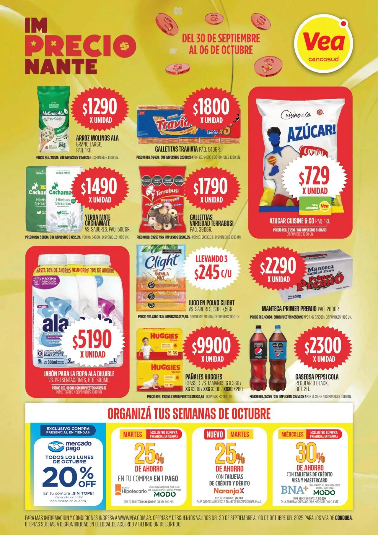 Vea - Ofertas Córdoba │ válido desde el 30.09.2025 | Página: 1 | Productos: Galletitas, Jabón, Ropa, Jugo