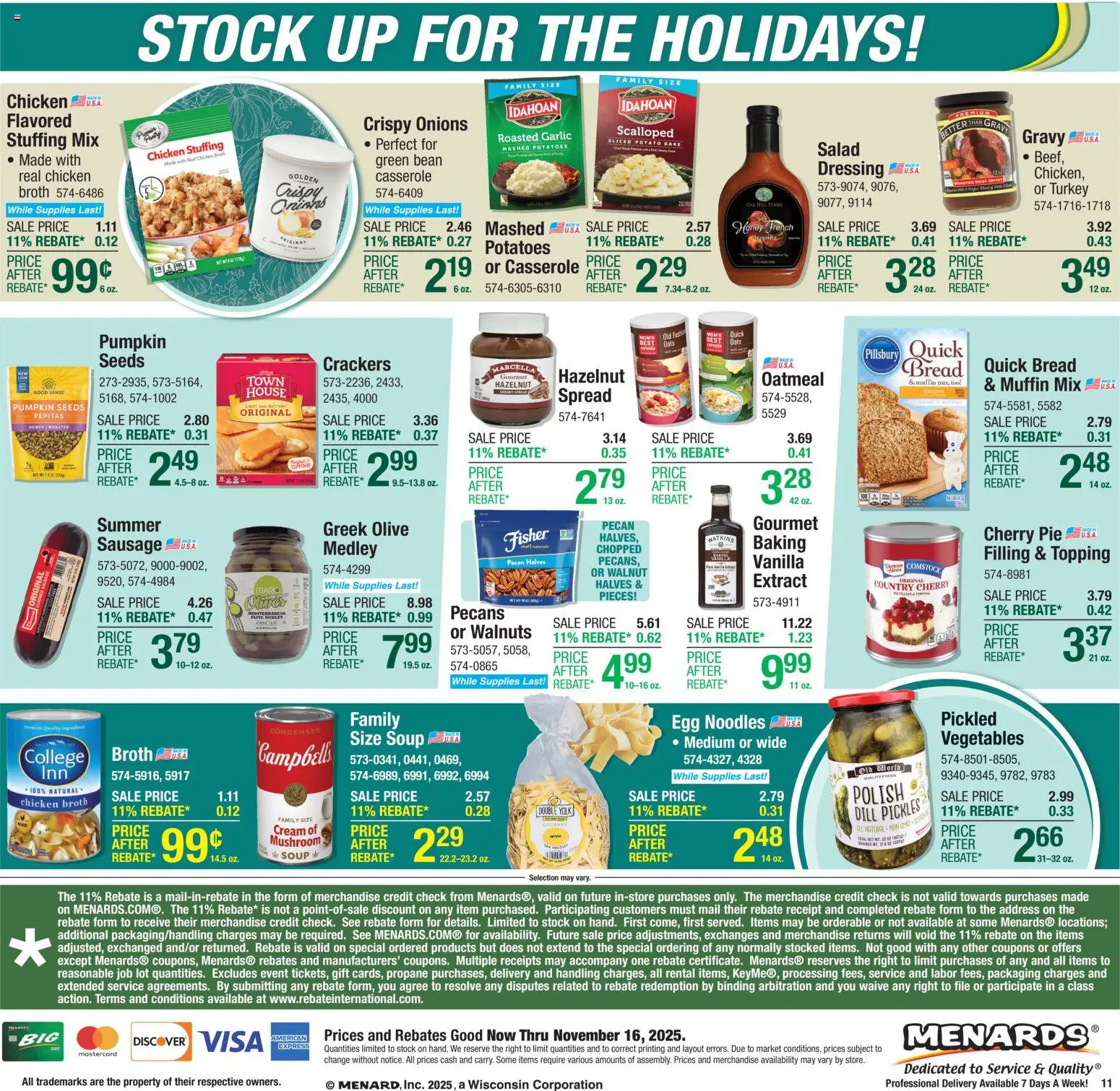 Menards Weekly Ad - valid from 05.11.2025 | Page: 17 | Products: Bread, Noodles, Sausage, Pumpkin