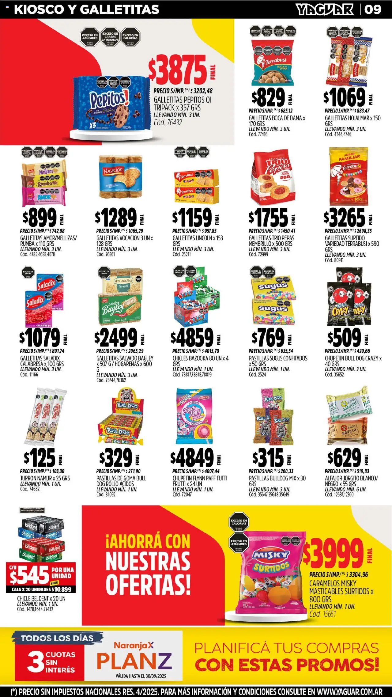 Yaguar - José C. Paz │ válido desde el 08.09.2025 | Página: 10 | Productos: Chicles, Chicle, Alfajor, Turrón