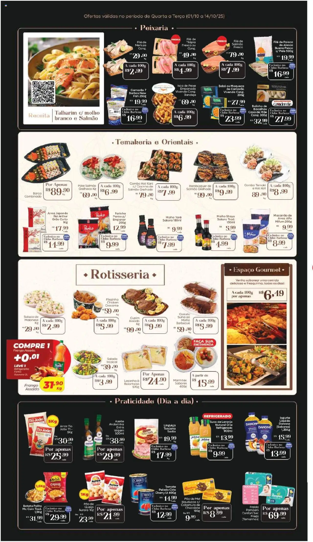Barbosa Supermercados Folheto - válido de 01.10.2025 | Página: 3 | Produtos: Pampers, Pão, Chocolate, Lasanha
