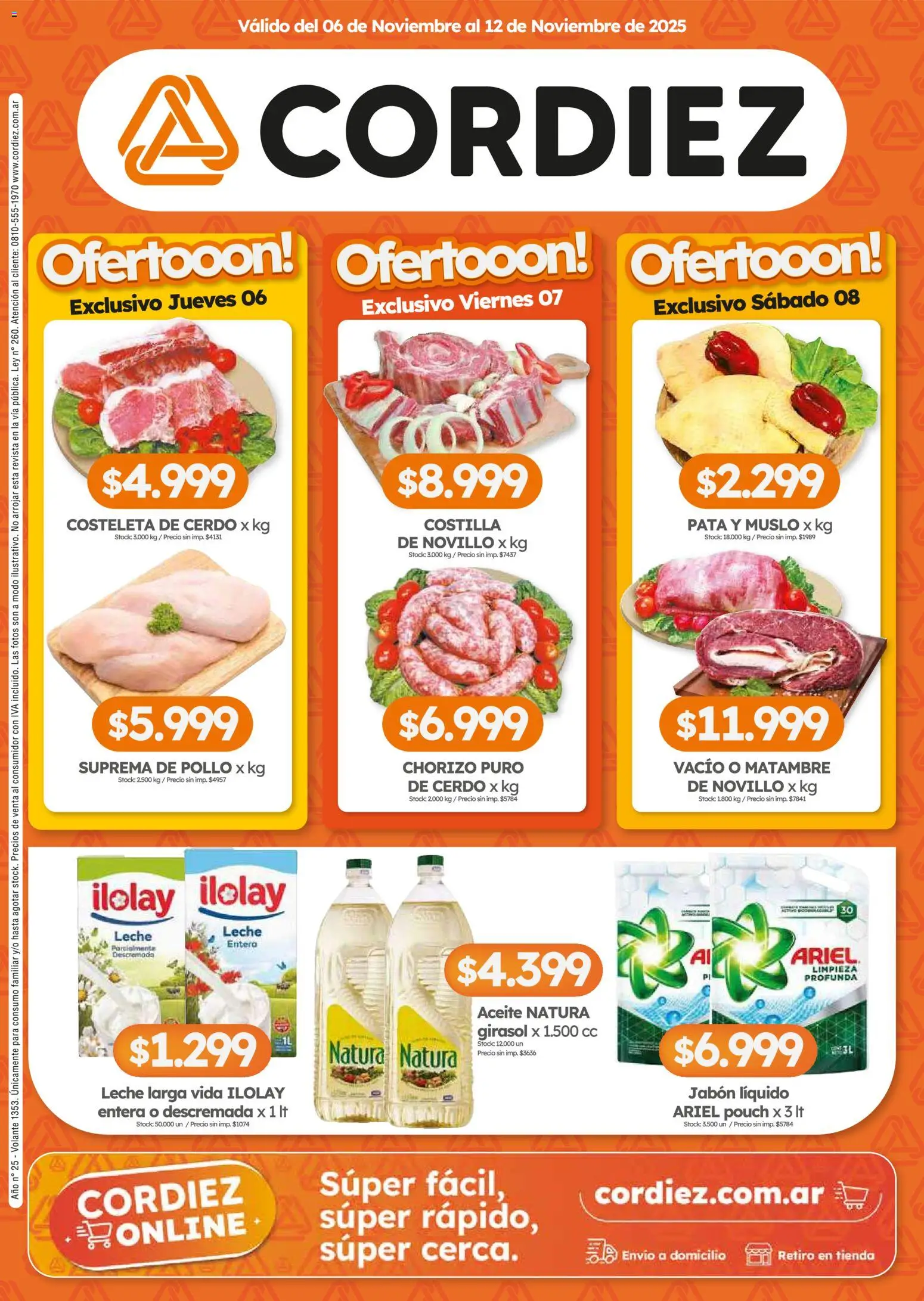 Cordiez ofertas │ válido desde el 06.11.2025 | Página: 1 | Productos: Pollo, Leche, Chorizo, Cerdo