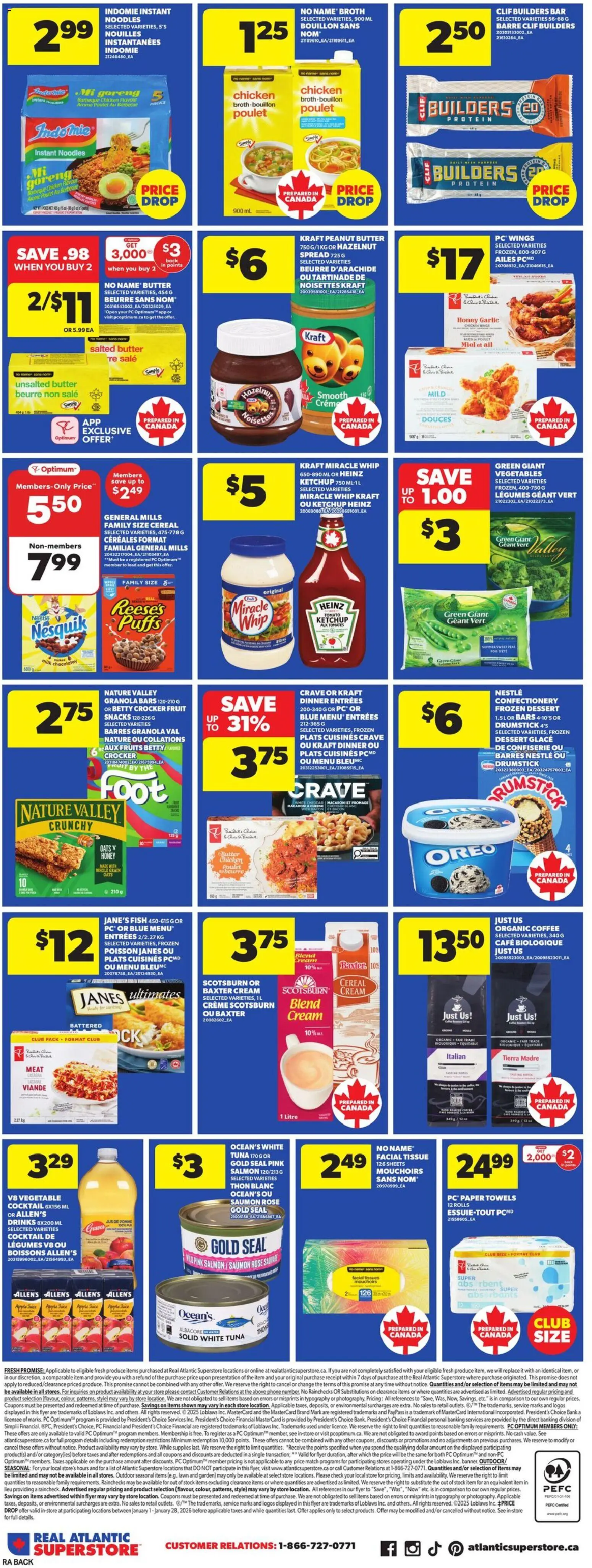 Atlantic Superstore flyer valid from 08.01.2026 | Page: 4 | Products: Fish, Noodles, PC, Cheese