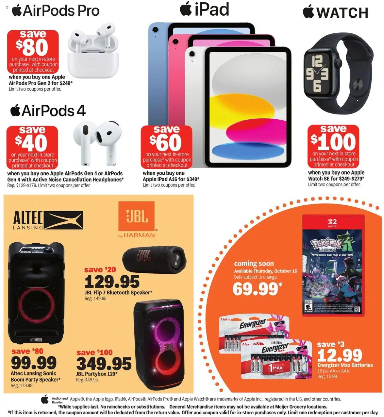 Meijer Great deal for Halloween - valid from 01.10.2025 | Page: 10 | Products: Switch, Date, Ipad, Nintendo