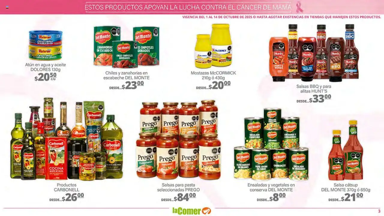 Nuevas ofertas de La Comer válidas en toda la República Mexicana desde el 01.10.2025. ¡Encuentra las mejores ofertas en La Comer - Folleto! | Página: 3 | Productos: Papa, Atún, Aceite, Hojuelas