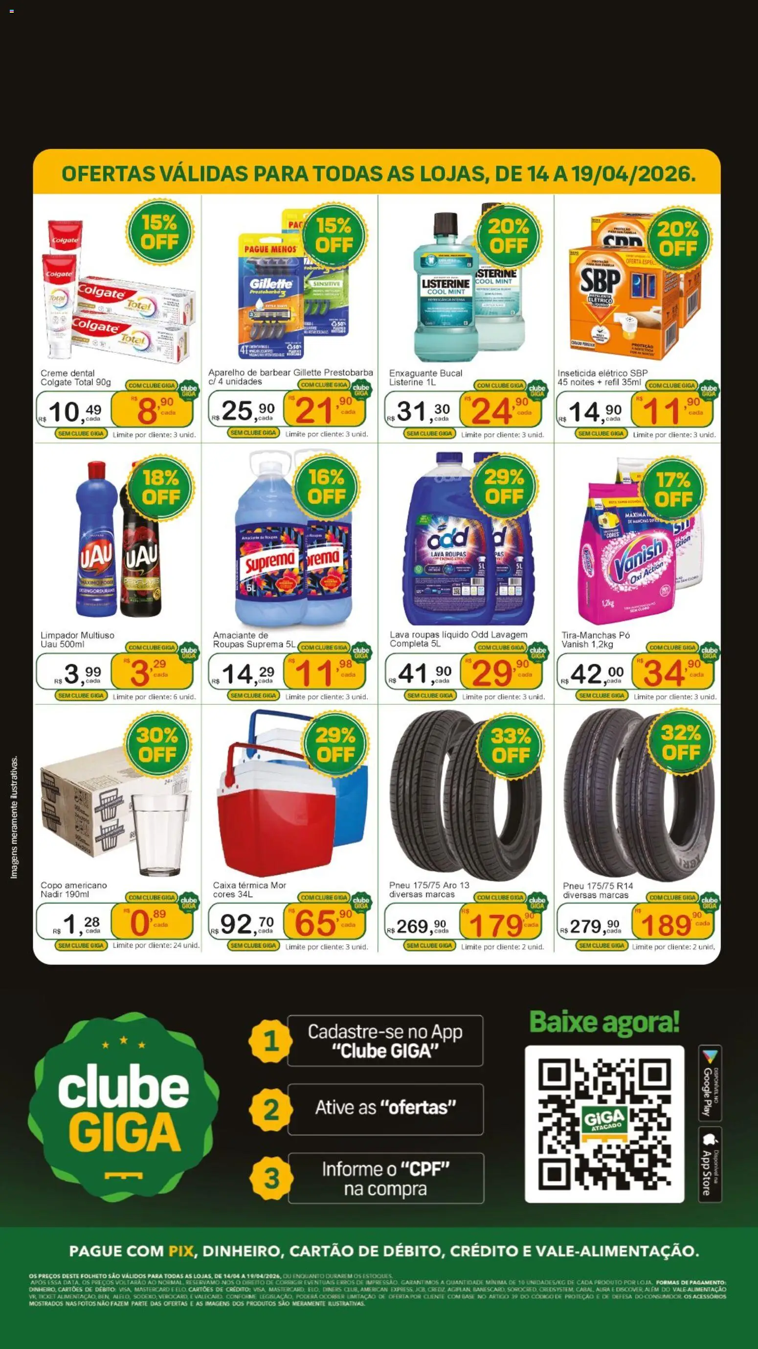 GIGA Atacado Folheto - válido de 14.04.2026 | Página: 4 | Produtos: Limpador multiuso, Roupas, Aparelho de barbear, Amaciante