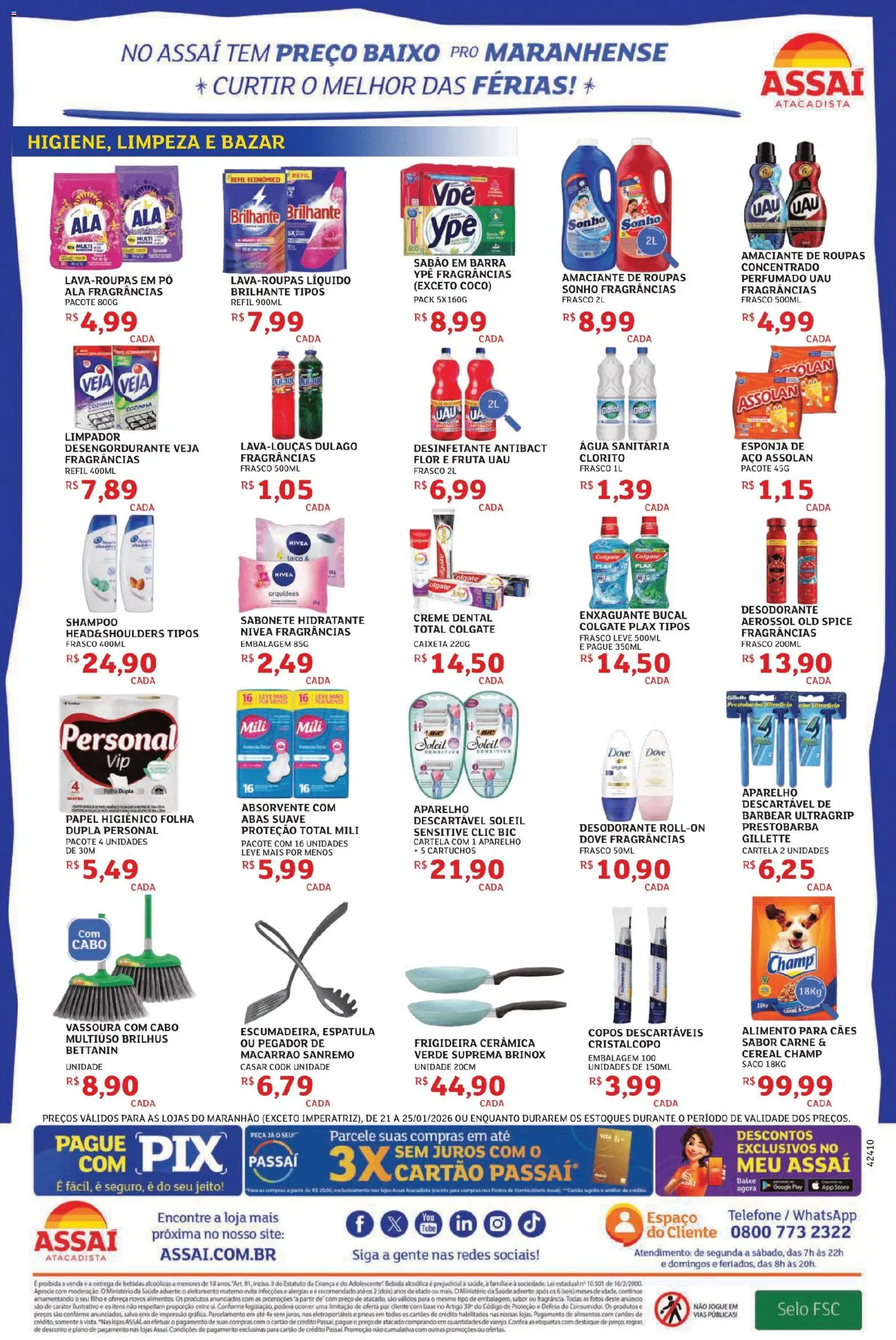 Assaí Atacadista Folheto - válido de 21.01.2026 | Página: 4 | Produtos: Desengordurante, Desodorante, Copos descartáveis, Carne