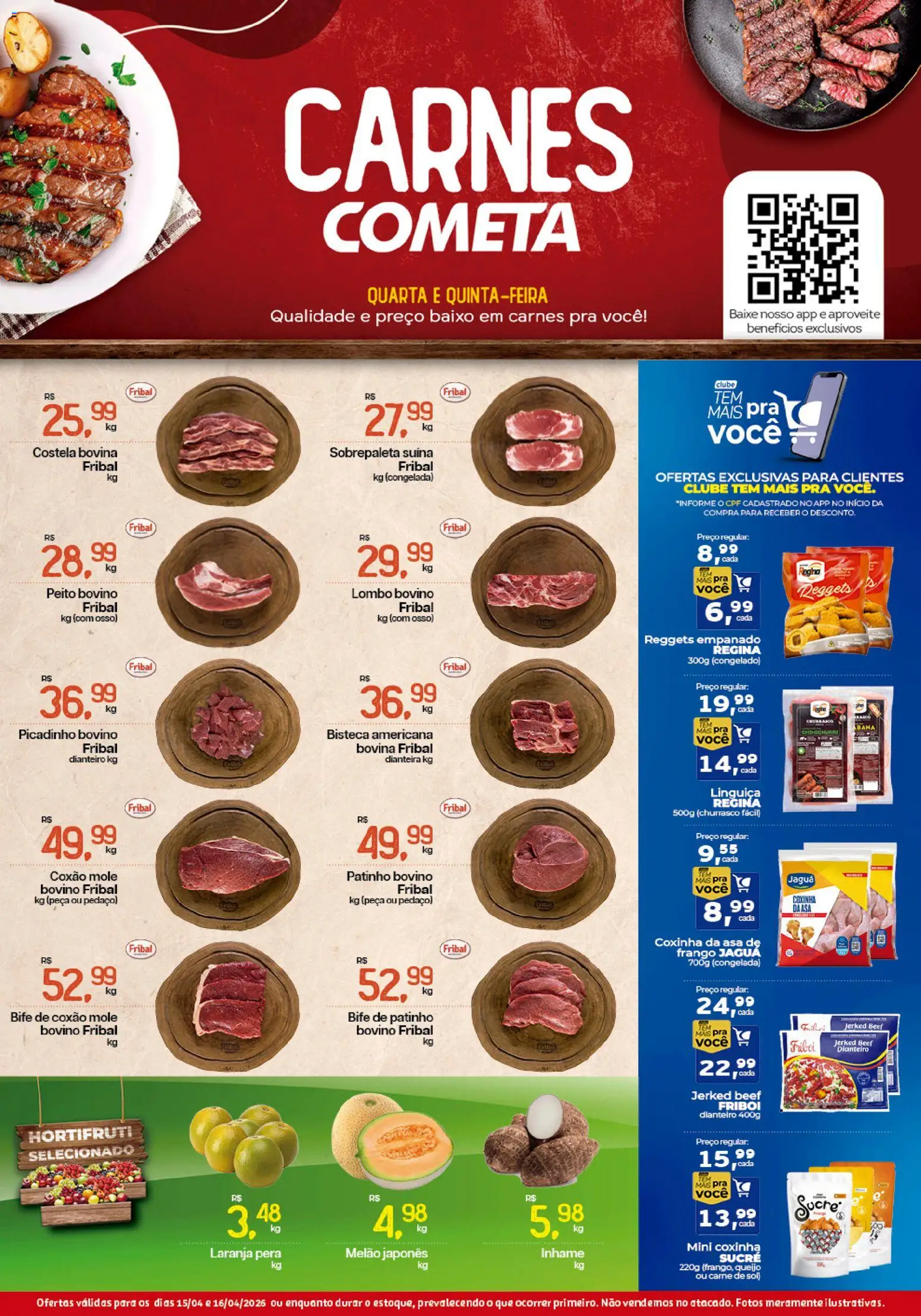 Cometa Supermercados Folheto - válido de 15.04.2026 | Página: 1 | Produtos: Pera, Asa de frango, Carne, Baixo