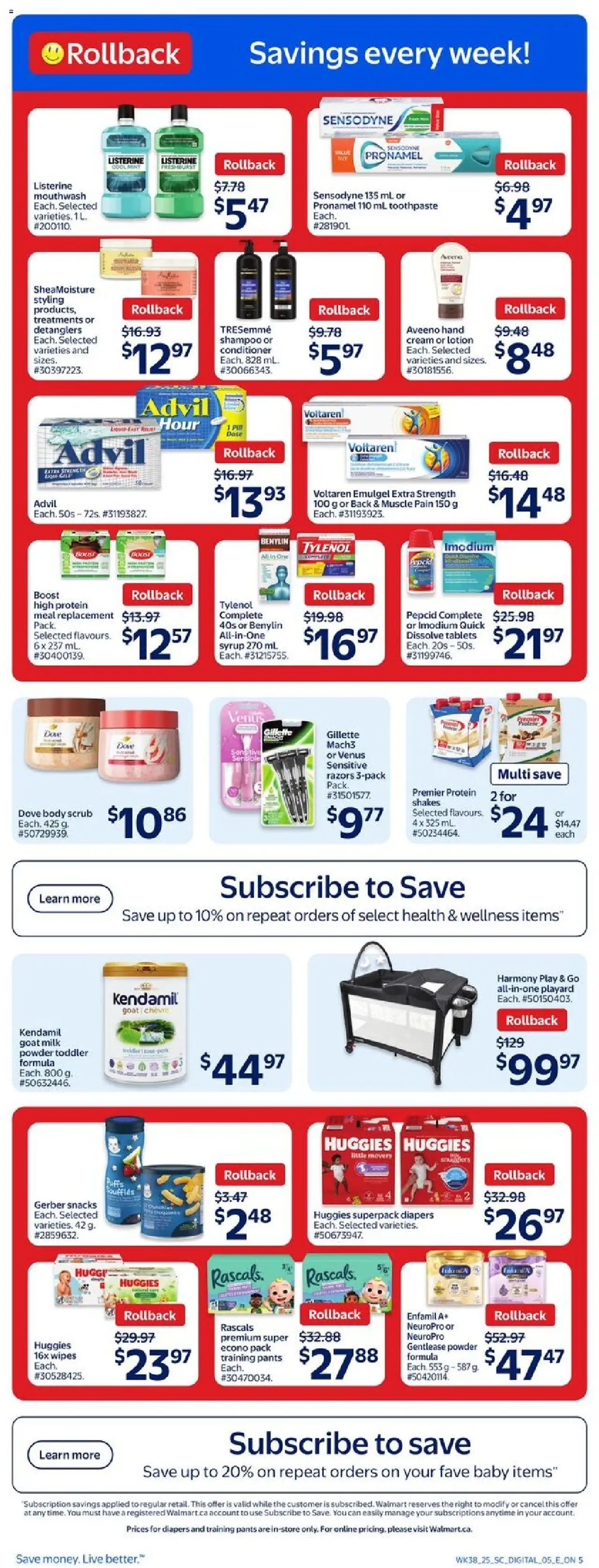 Walmart flyer valid from 16.10.2025 | Page: 6 | Products: Powder, Shampoo, Conditioner, Pants