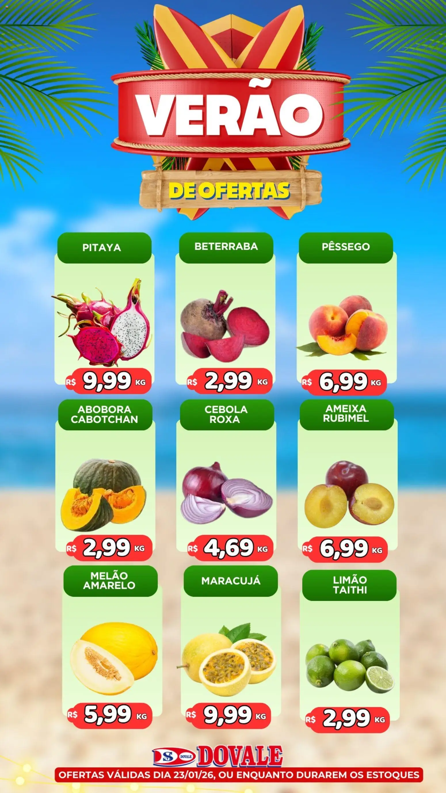 Dovale Folheto - válido de 23.01.2026 | Página: 1 | Produtos: Maracujá, Pêssego, Abóbora, Ameixa