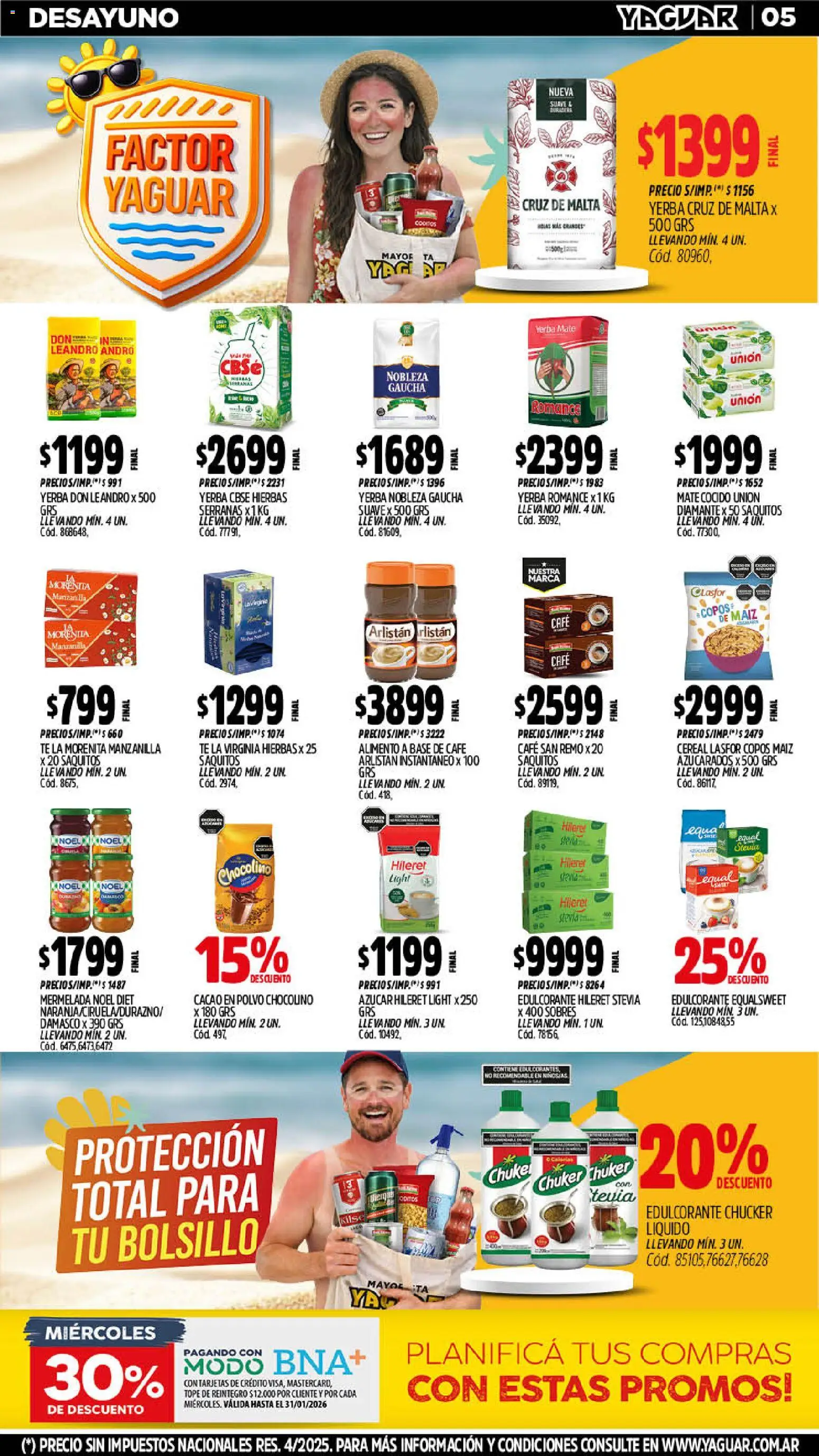 Yaguar - Oferta Semanal Chaco │ válido desde el 19.01.2026 | Página: 5 | Productos: Mate, Edulcorante, Mermelada, Cacao