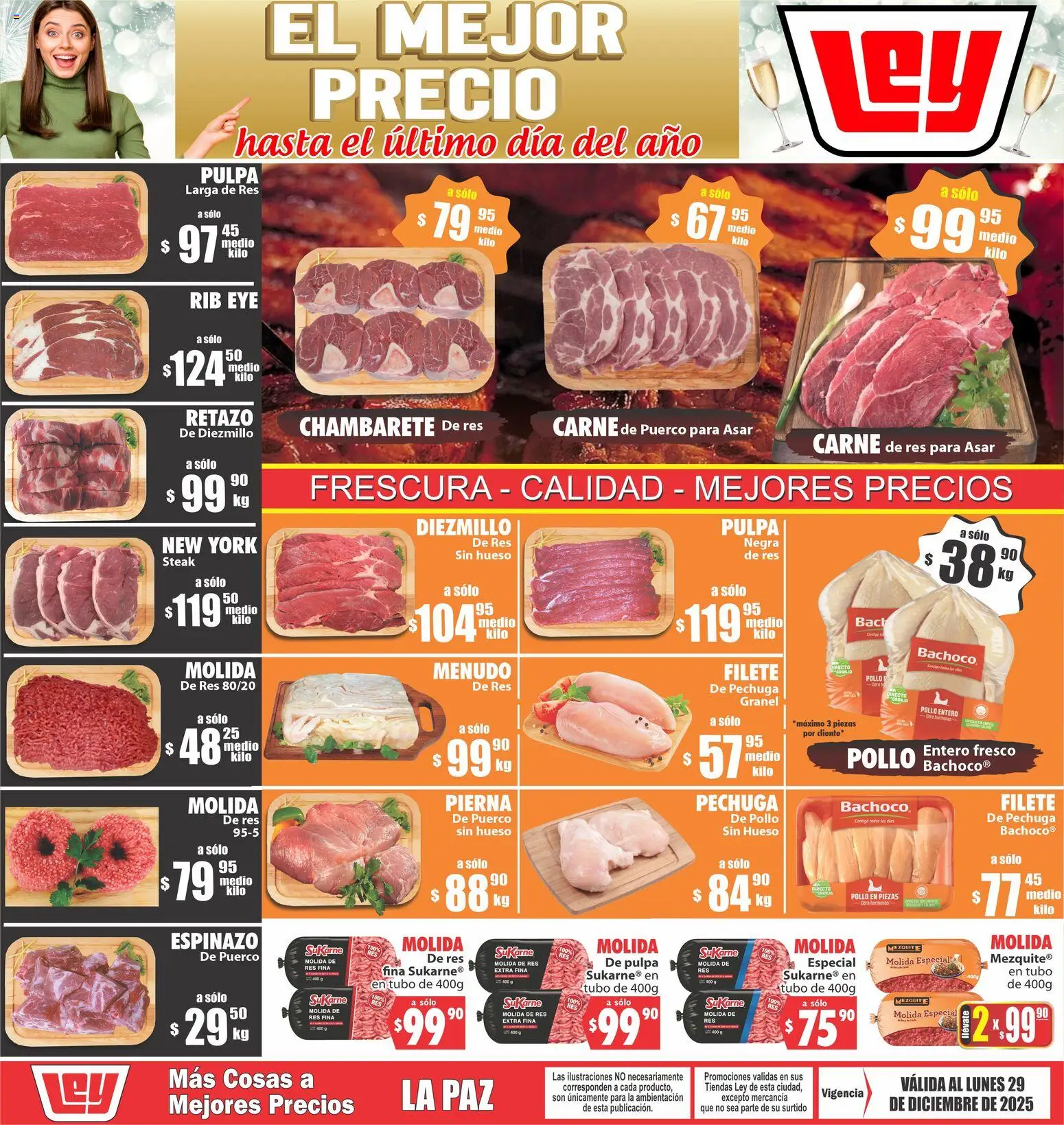 Nuevas ofertas de Casa Ley válidas en toda la República Mexicana desde el 29.12.2025. ¡Encuentra las mejores ofertas en Casa Ley folleto Más cosas a mejores precios La Paz! | Página: 1 | Productos: Pollo, Res