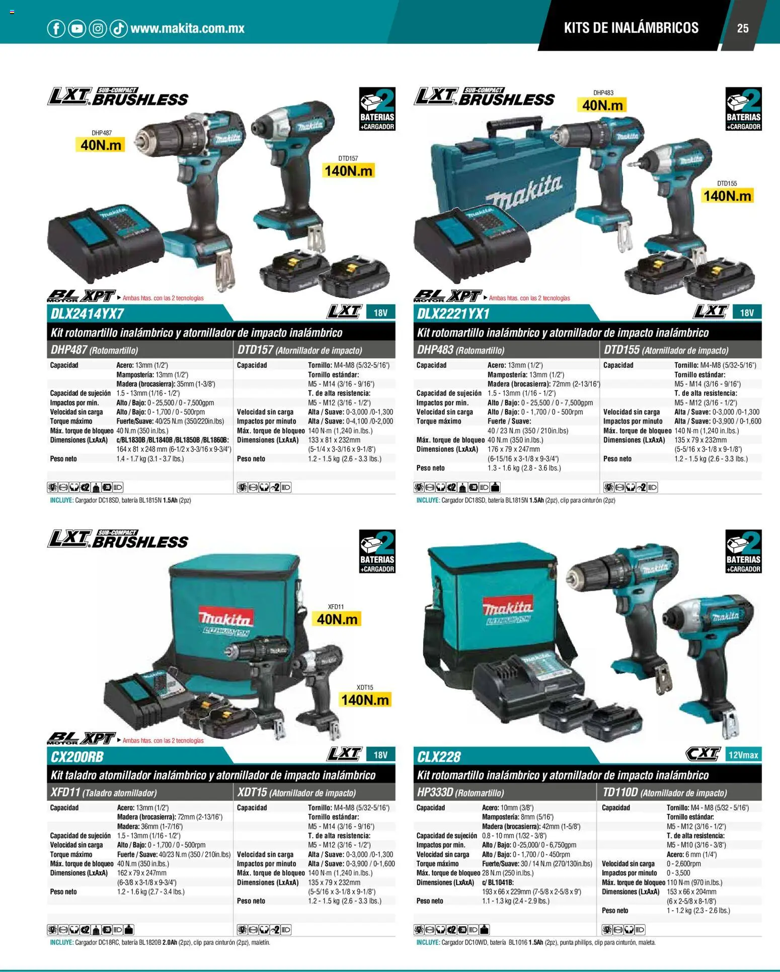 Nuevas ofertas de Makita válidas en toda la República Mexicana desde el 01.01.2024. ¡Encuentra las mejores ofertas en Makita catálogo General! | Página: 25 | Productos: Cinturón, Cargador, Rotomartillo, Batería