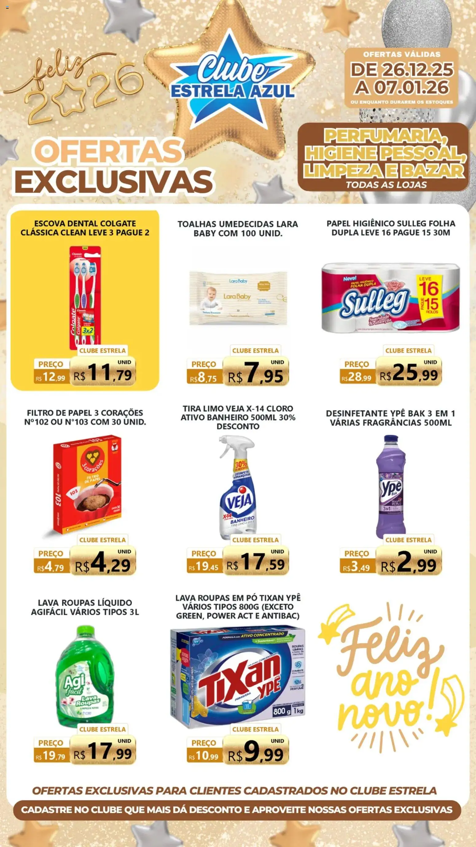 Estrela Azul Folheto - válido de 26.12.2025 | Página: 1 | Produtos: Filtro de papel, Perfume, Pó, Papel higiênico