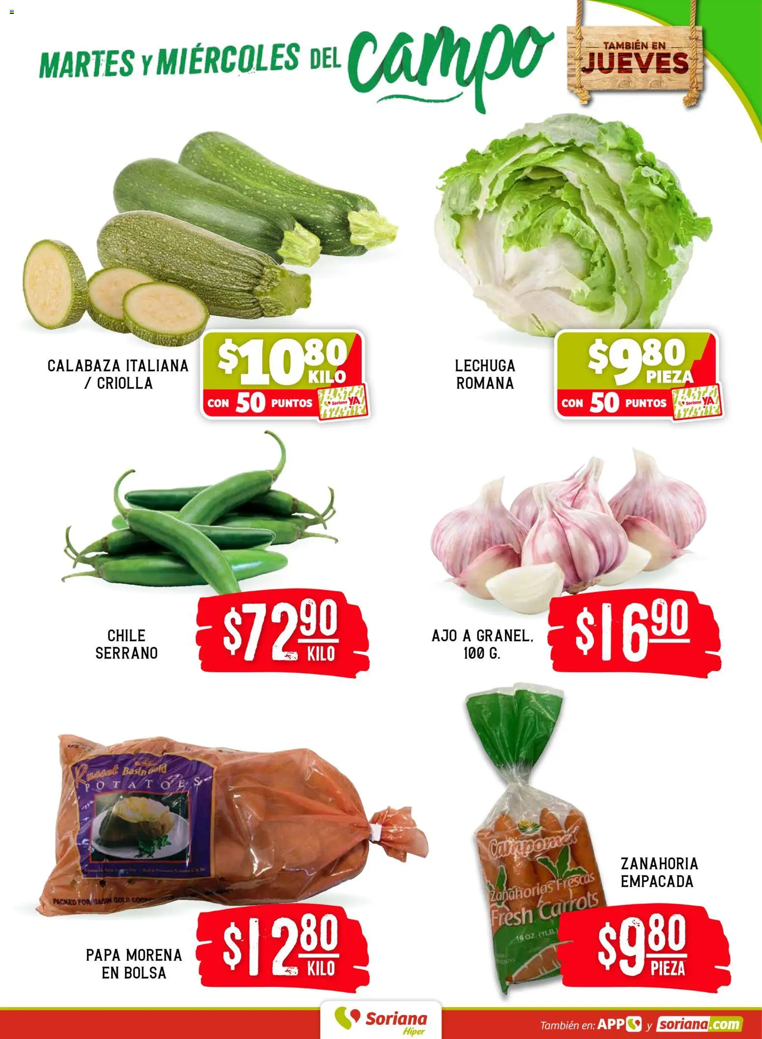 Nuevas ofertas de Soriana válidas en toda la República Mexicana desde el 28.04.2026. ¡Encuentra las mejores ofertas en Soriana Martes y Miércoles del Campo Híper: Tijuana, Mexicali, Ensenada, San Luis Río Colorado y Tecate! | Página: 3 | Productos: Papa, Bolsa, Ajo, Zanahoria