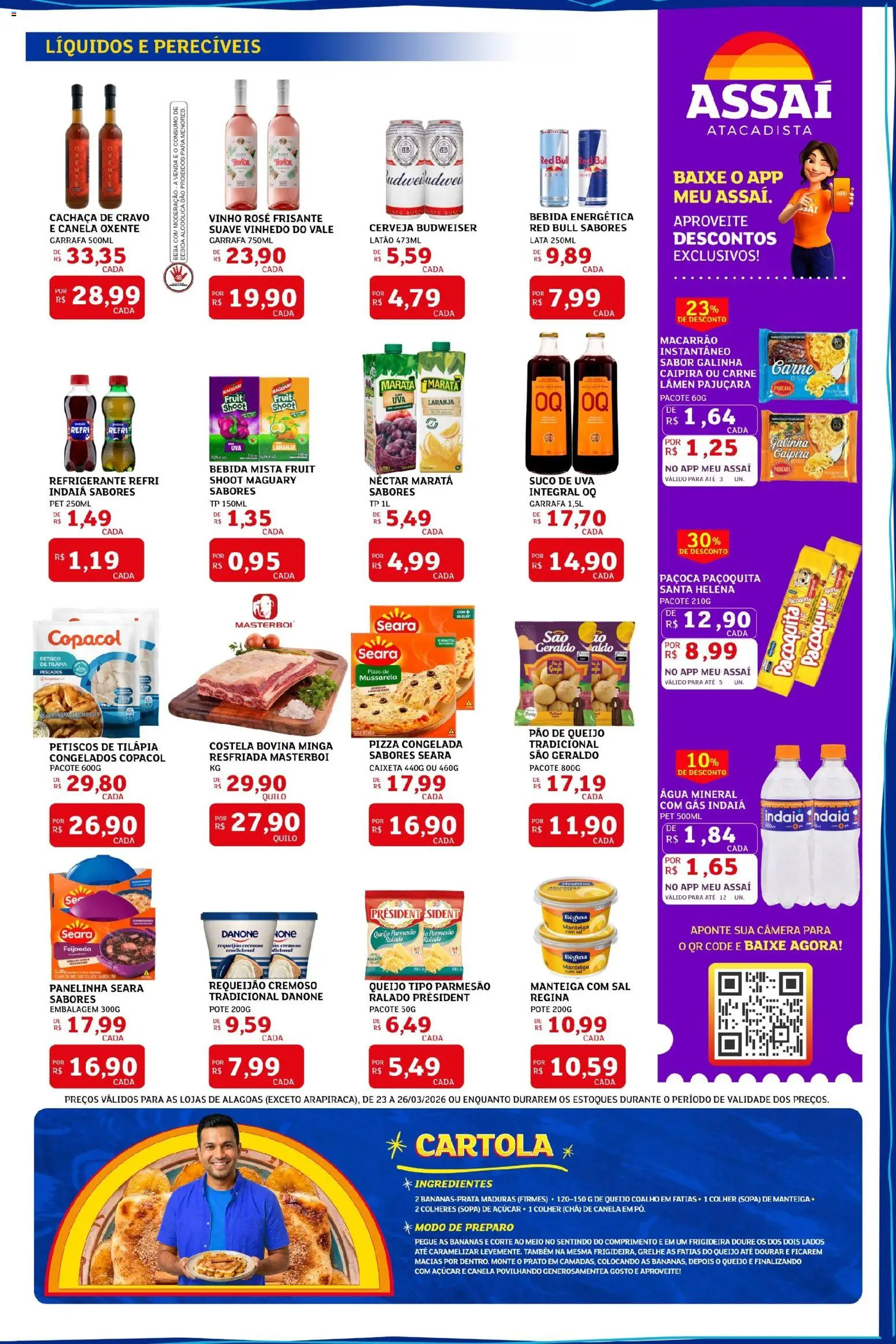 Assaí Atacadista Folheto - válido de 23.03.2026 | Página: 3 | Produtos: Suco, Parmesão, Carne, Canela