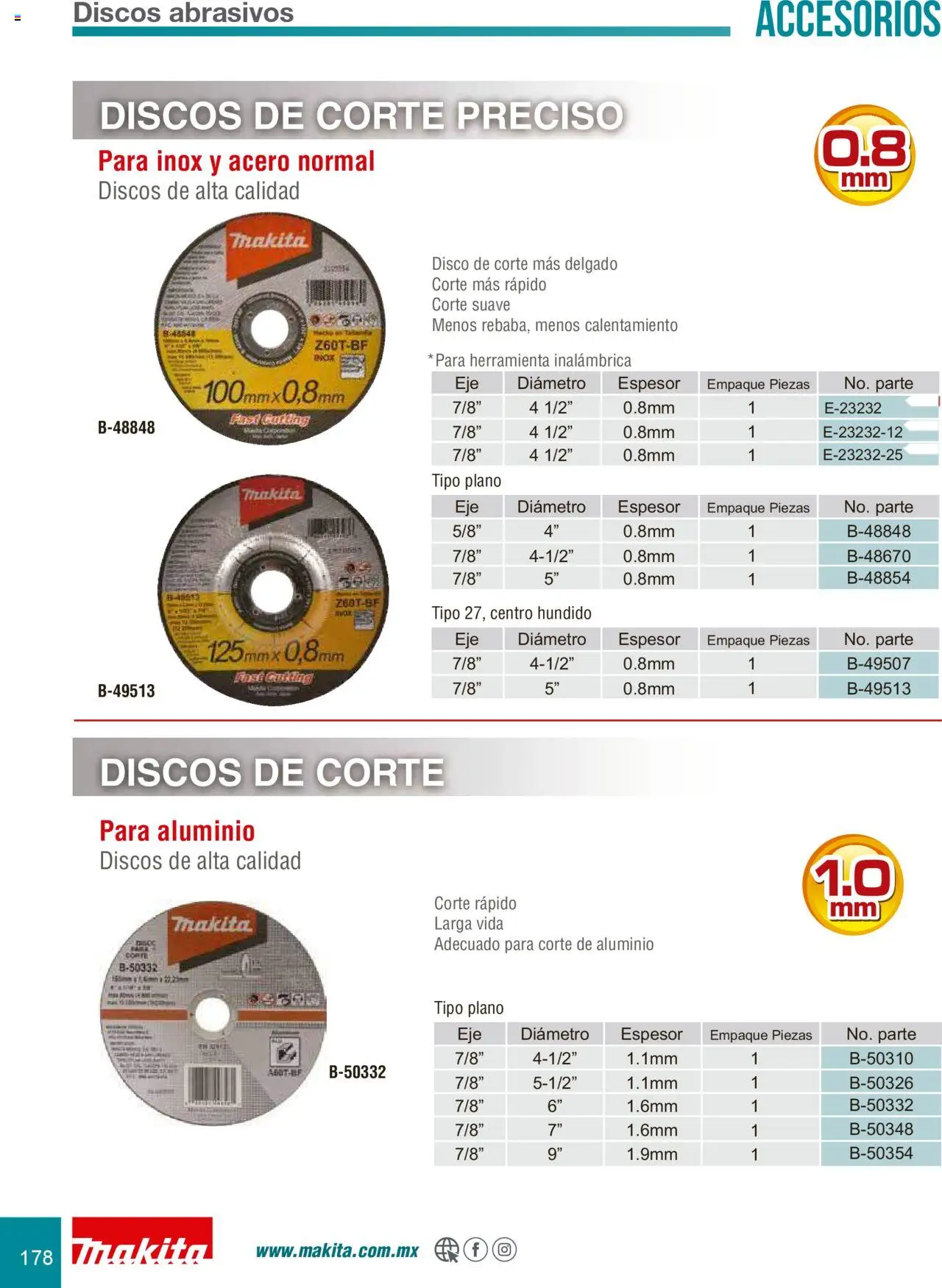 Nuevas ofertas de Makita válidas en toda la República Mexicana desde el 08.07.2024. ¡Encuentra las mejores ofertas en Makita catálogo Accesorios! | Página: 178 | Productos: Disco
