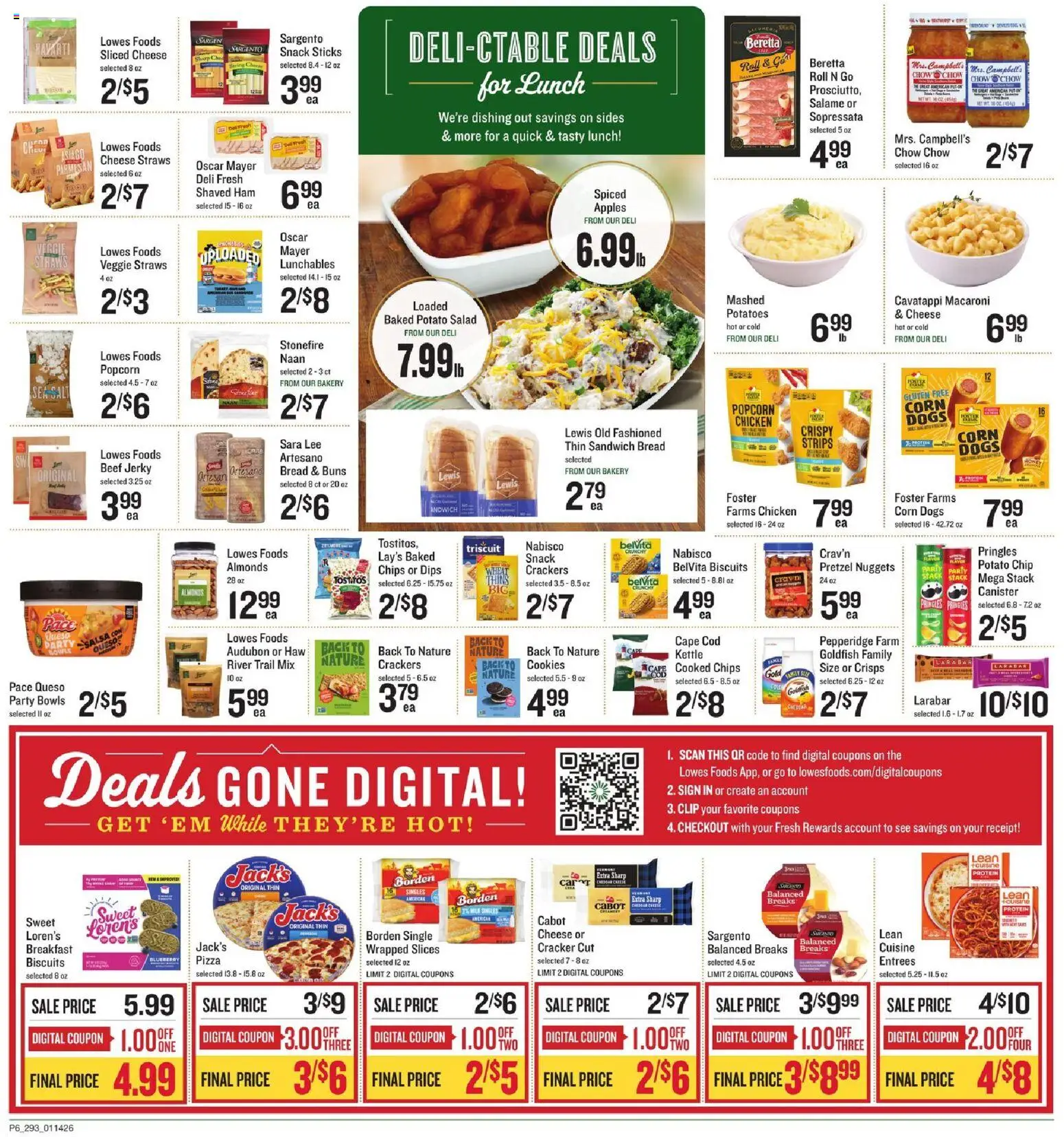 Lowes Foods Weekly Ad - SC - valid from 14.01.2026 | Page: 9 | Products: Cheese, Pizza, Apples, Salad
