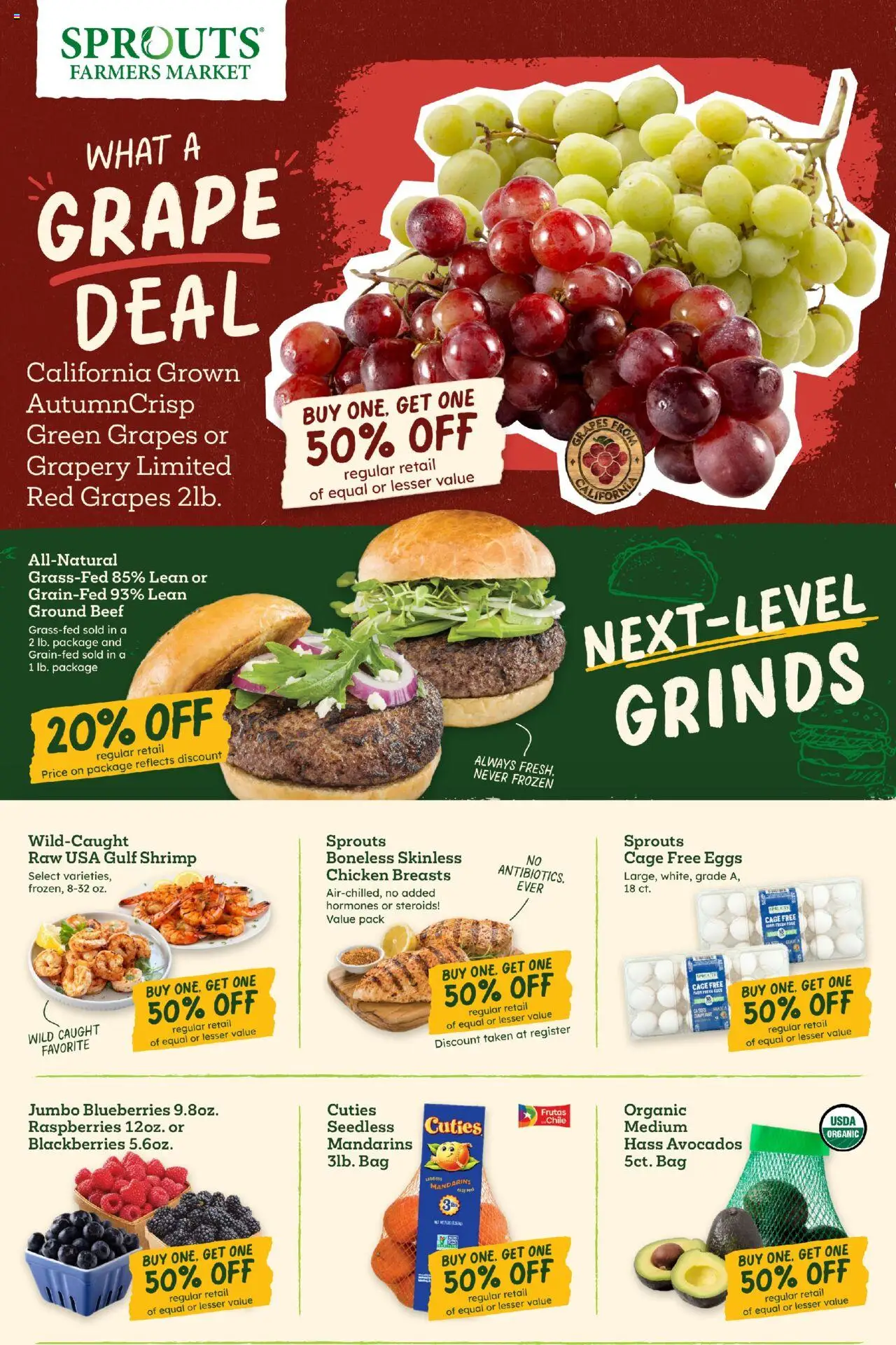 Sprouts Weekly Ad - valid from 15.10.2025 | Page: 2 | Products: Eggs, Grapes, Blueberries, Bag