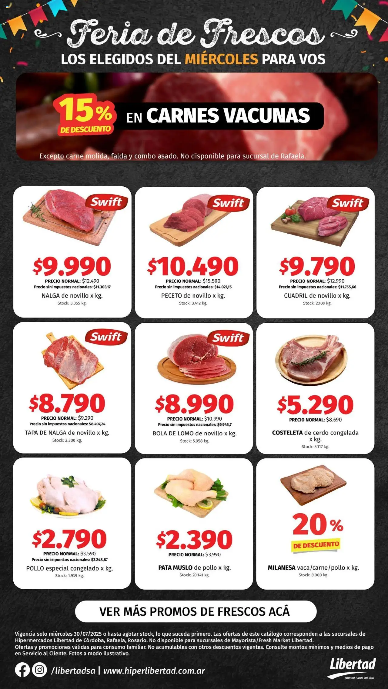 Hipermercado Libertad - Feria de Frescos - CENTRO │ válido desde el 30.07.2025 | Página: 2 | Productos: Falda, Pollo, Milanesa, Cerdo