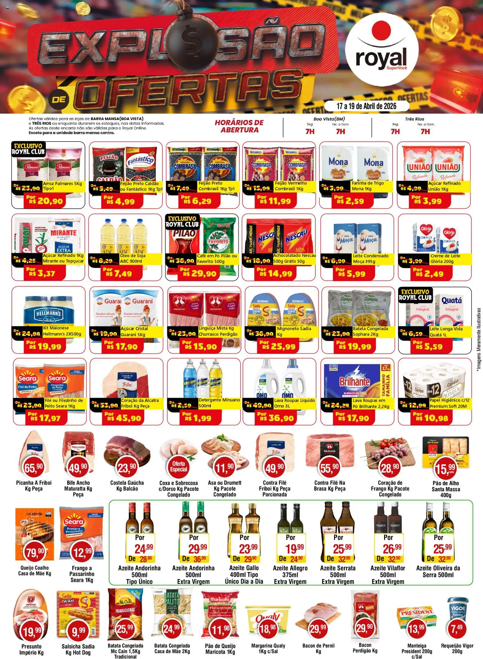 Royal Supermercados Folheto - válido de 17.04.2026 | Página: 1 | Produtos: Farinha de trigo, Salsicha, Presunto, Creme