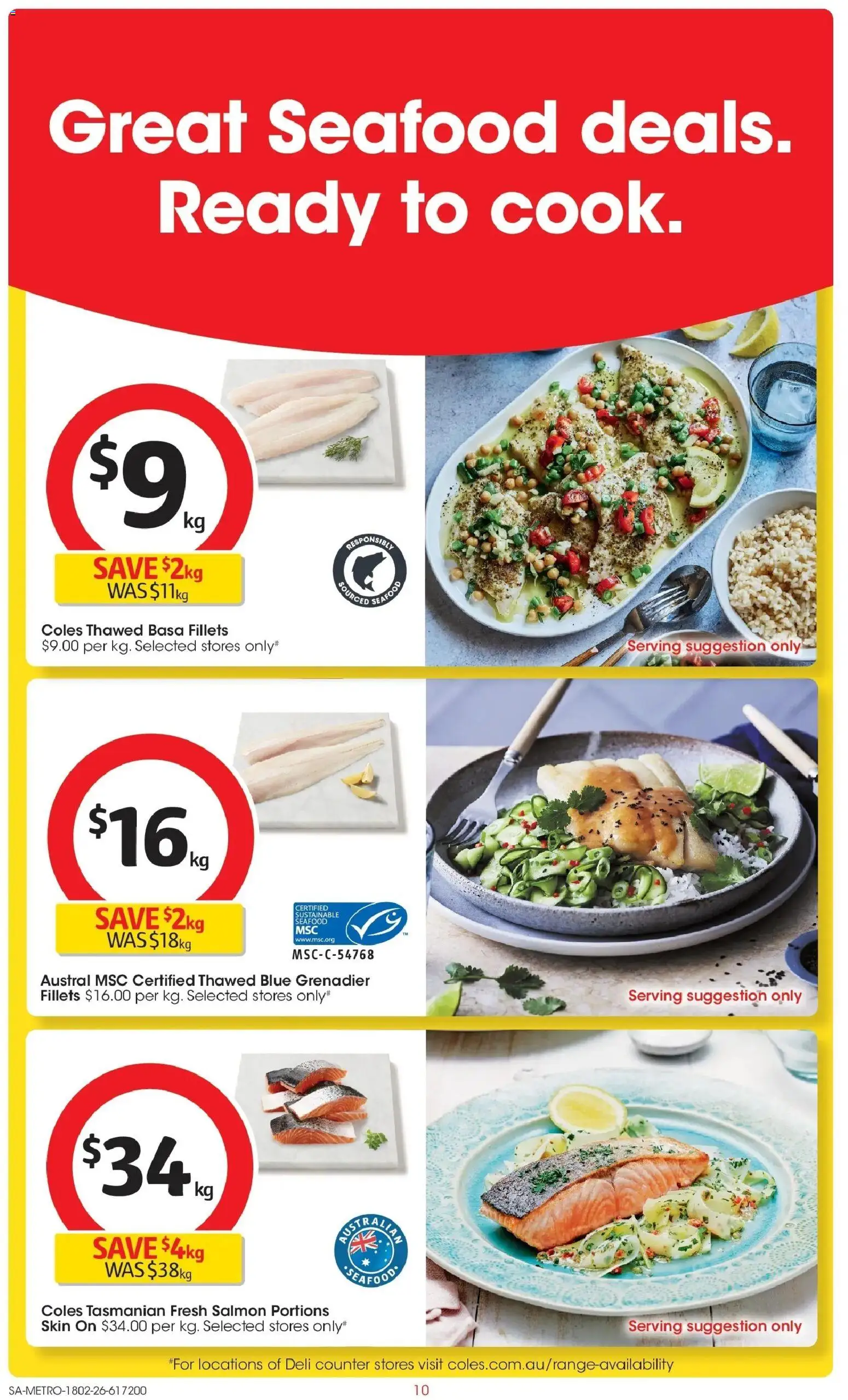 Coles catalogue - valid from 18.02.2026 | Page: 10 | Products: Salmon, Sustainable, Seafood