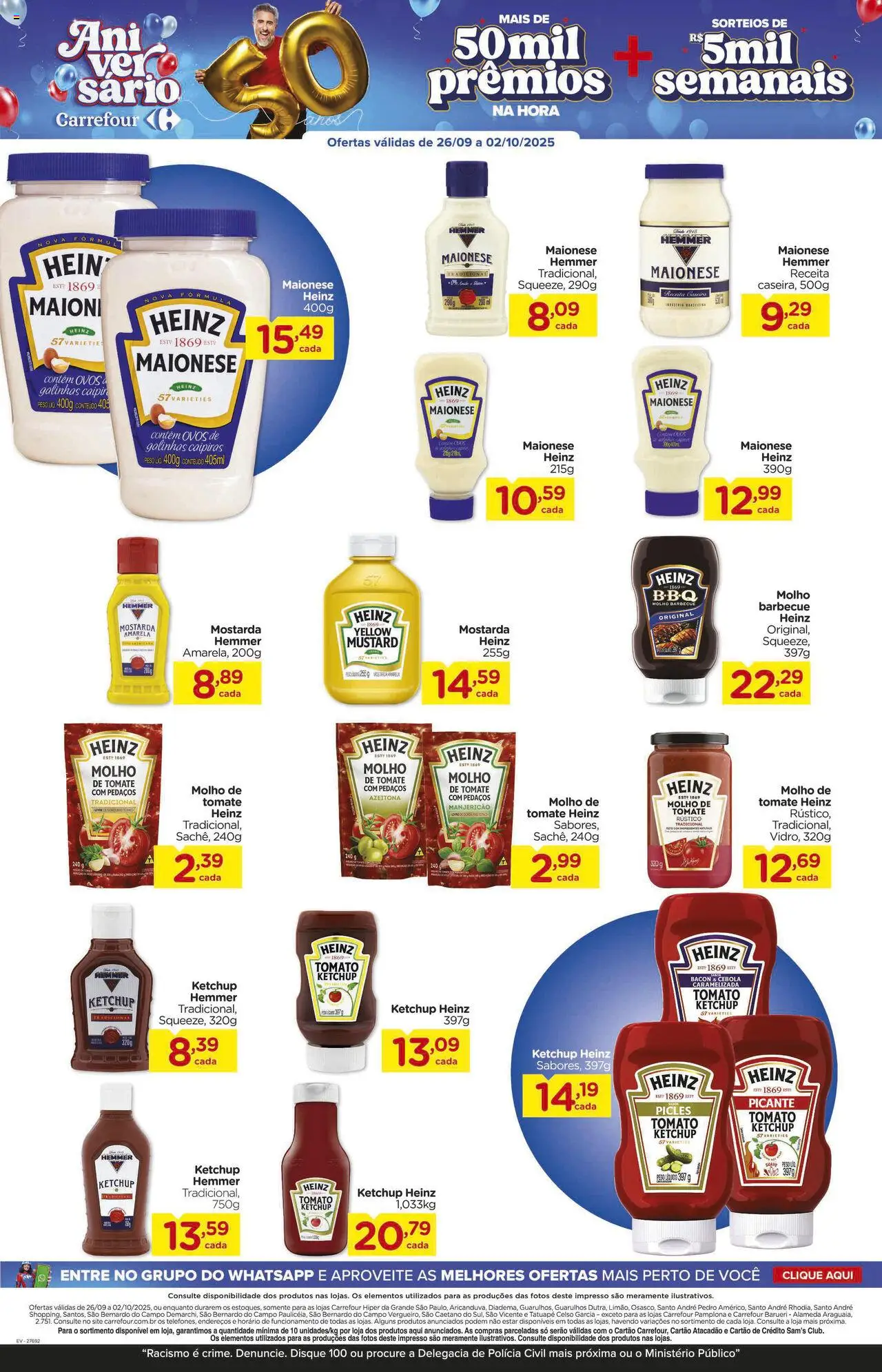 Carrefour Folheto - válido de 26.09.2025 | Página: 8 | Produtos: Manjericão, Ovos, Ketchup, Maionese