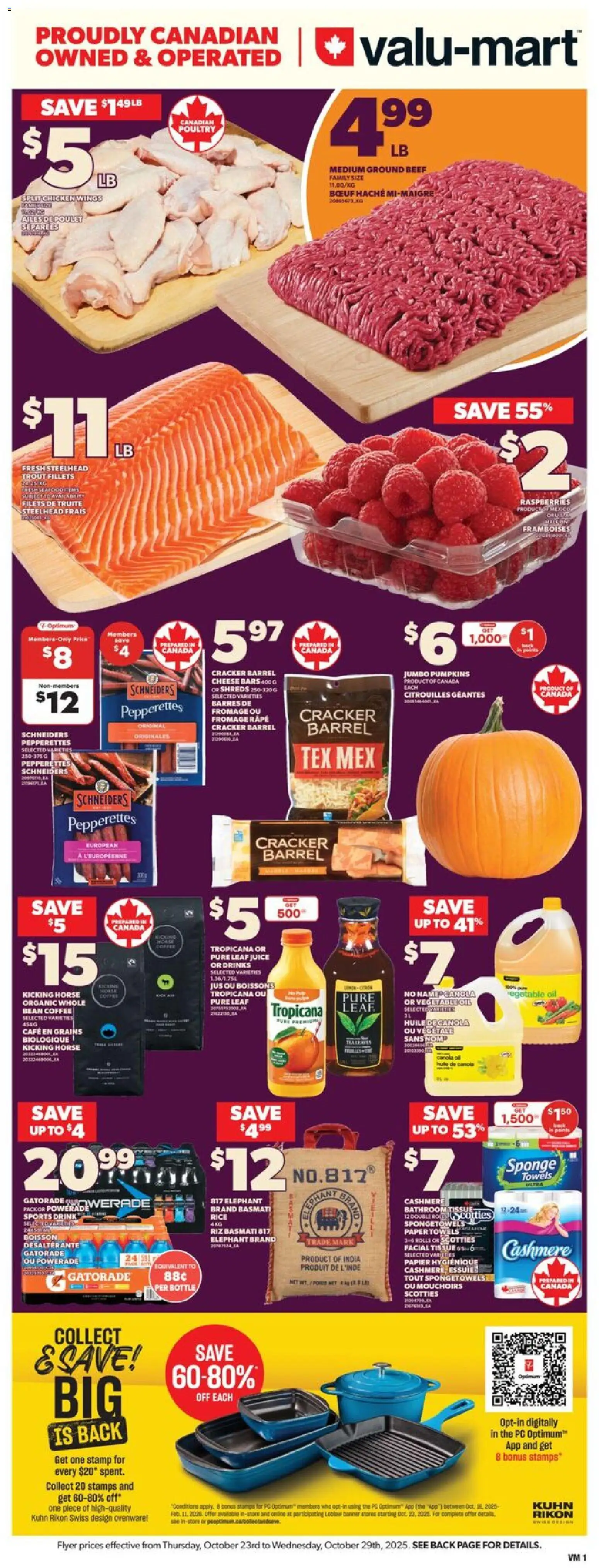 Valu Mart flyer valid from 23.10.2025 | Page: 3 | Products: Chicken wings, PC, Oil, Chicken