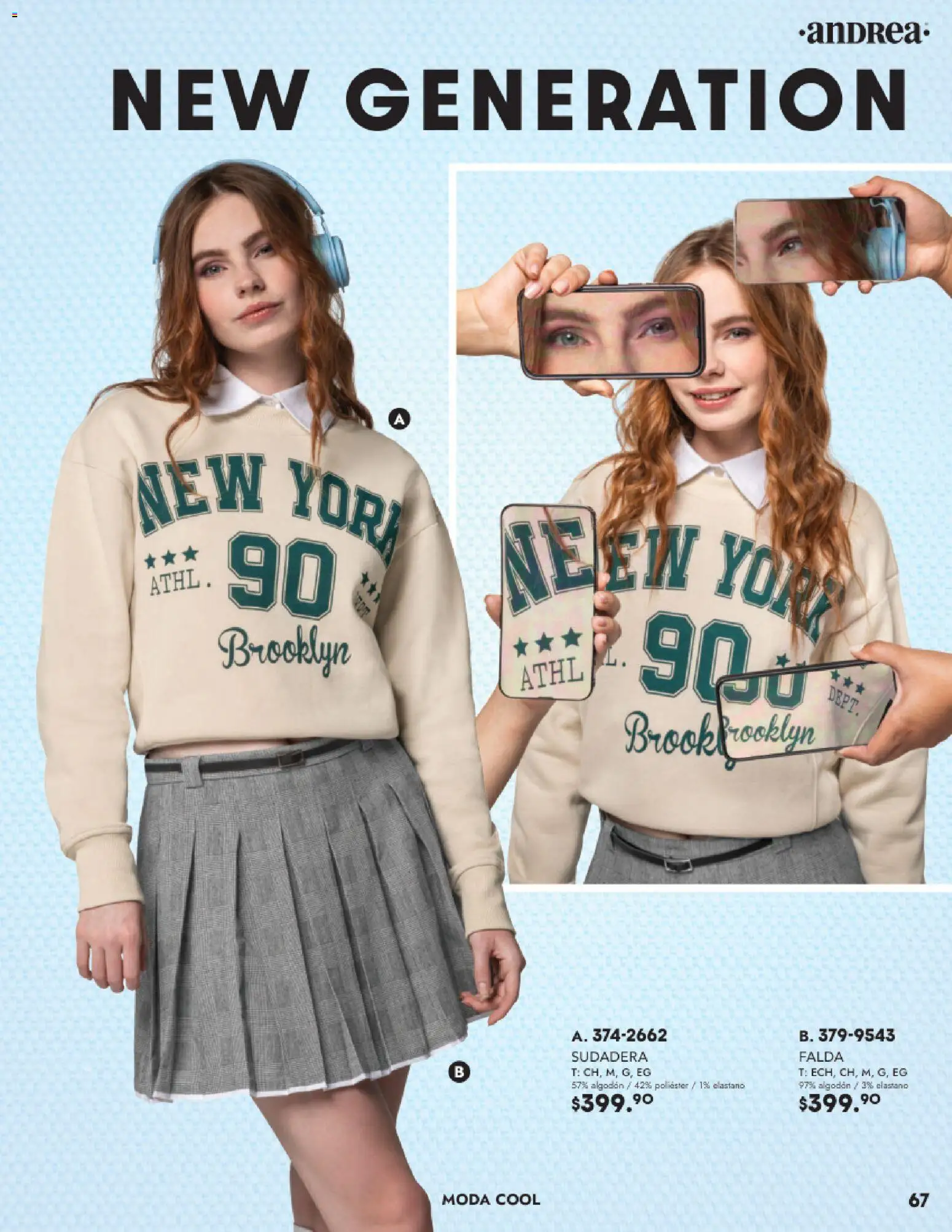 Nuevas ofertas de Andrea válidas en toda la República Mexicana desde el 26.11.2025. ¡Encuentra las mejores ofertas en Andrea catálogo Vestir! | Página: 67 | Productos: Algodón, Sudadera, Falda