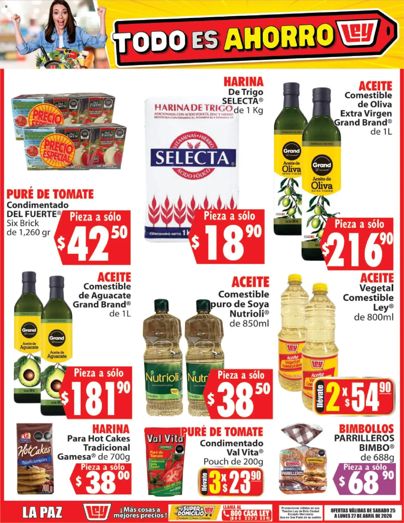 Nuevas ofertas de Casa Ley válidas en toda la República Mexicana desde el 25.04.2026. ¡Encuentra las mejores ofertas en Casa Ley folleto Todo es ahorro! | Página: 1 | Productos: Tomate, Aceite, Aguacate, Pure de Tomate