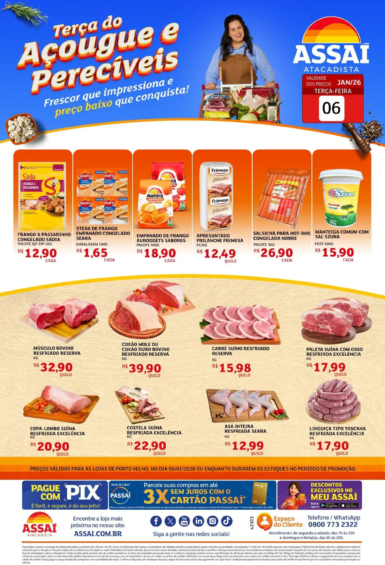 Assaí Atacadista Folheto - válido de 06.01.2026 | Página: 1 | Produtos: Salsicha, Pneus, Sal, Frango