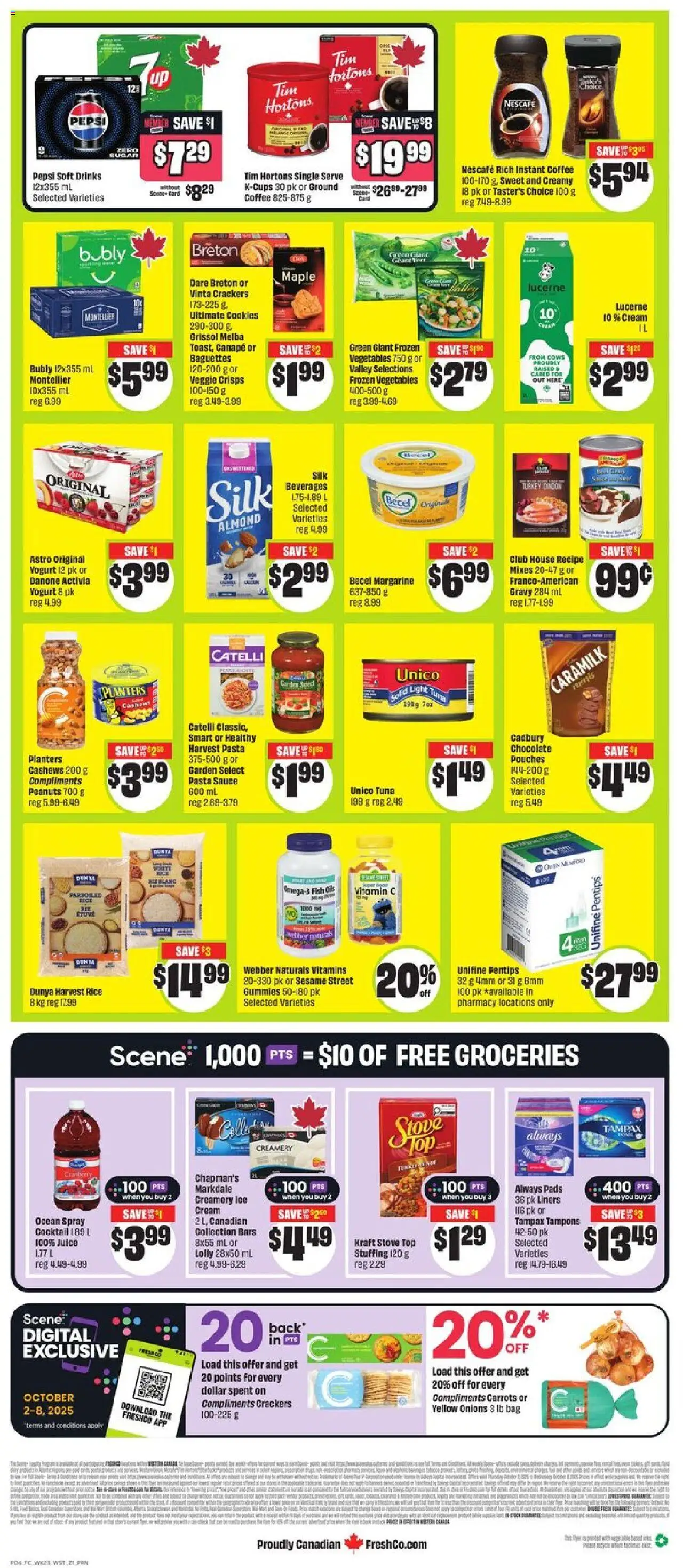 FreshCo flyer valid from 02.10.2025 | Page: 2 | Products: Rice, Fish, Cookies, Bag