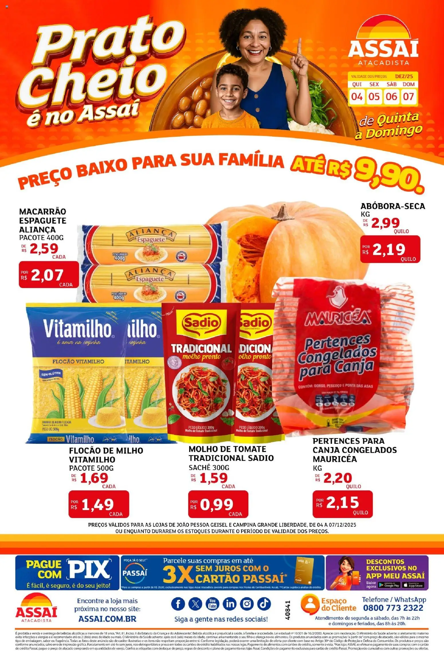 Assaí Atacadista Folheto - válido de 04.12.2025 | Página: 1 | Produtos: Espaguete, Base, Macarrão, Baixo