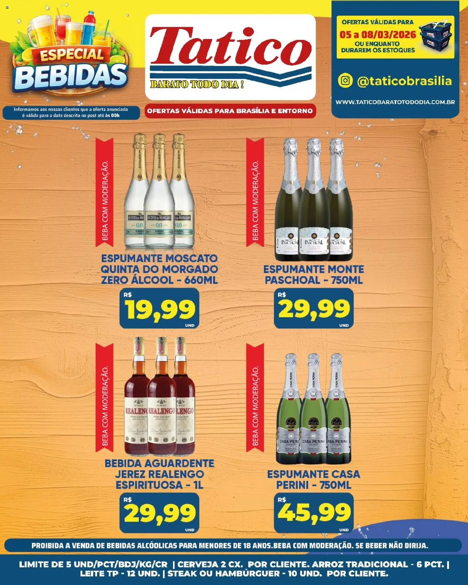 Tatico Folheto - válido de 07.03.2026 | Página: 30 | Produtos: Leite, Arroz, Hambúrguer, Bebida