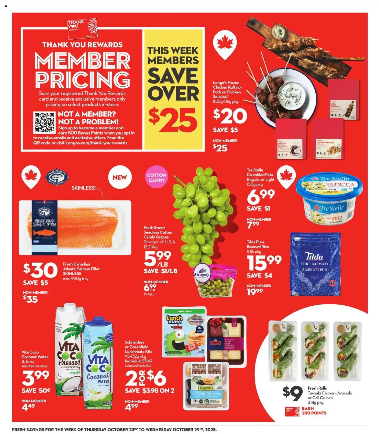 Longo's flyer valid from 23.10.2025 | Page: 4 | Products: Rice, Chicken, Pork