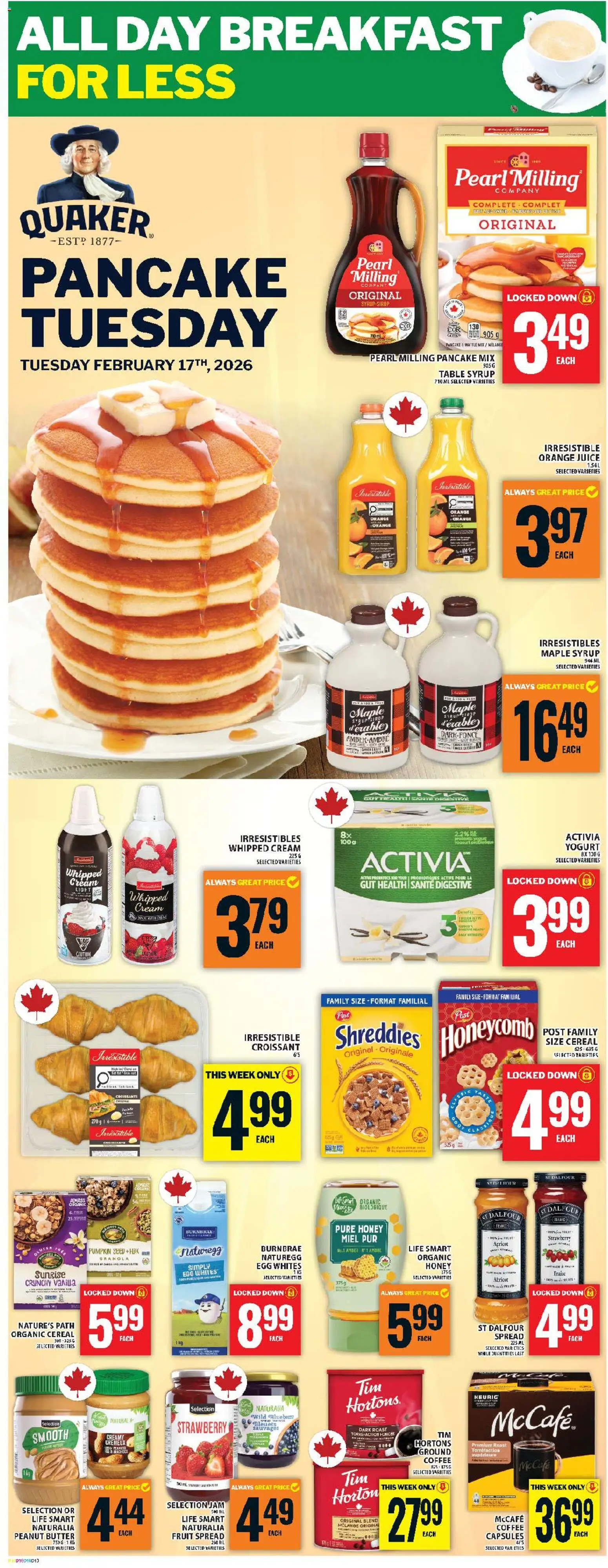 Food Basics flyer valid from 12.02.2026 | Page: 13 | Products: Table, Butter, Yogurt, Pumpkin