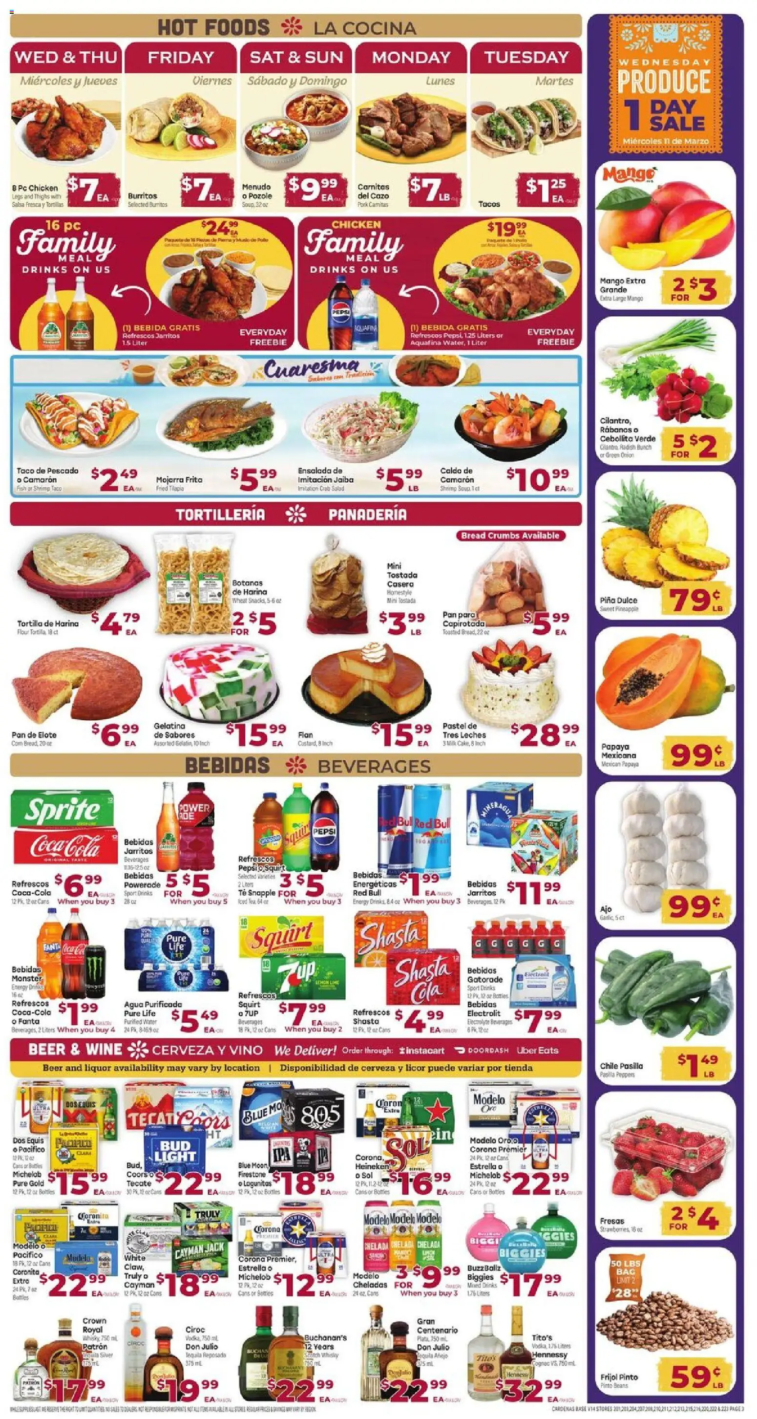 Cardenas Weekly Ad - valid from 11.03.2026 | Page: 3 | Products: Beer, Salad, Mango, Onion