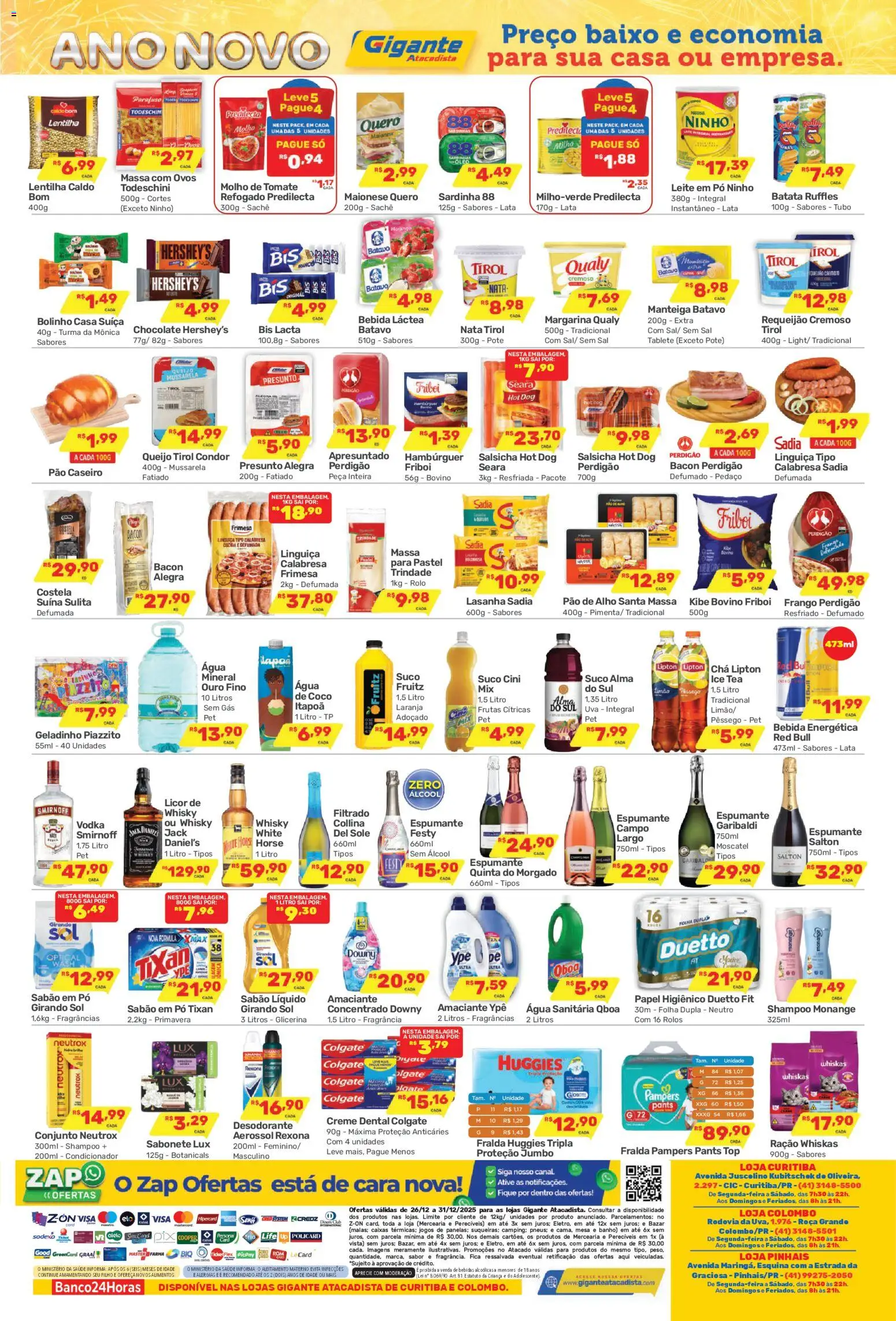 Gigante Atacadista Folheto - válido de 26.12.2025 | Página: 2 | Produtos: Coco, Pêssego, Pampers, Hambúrguer