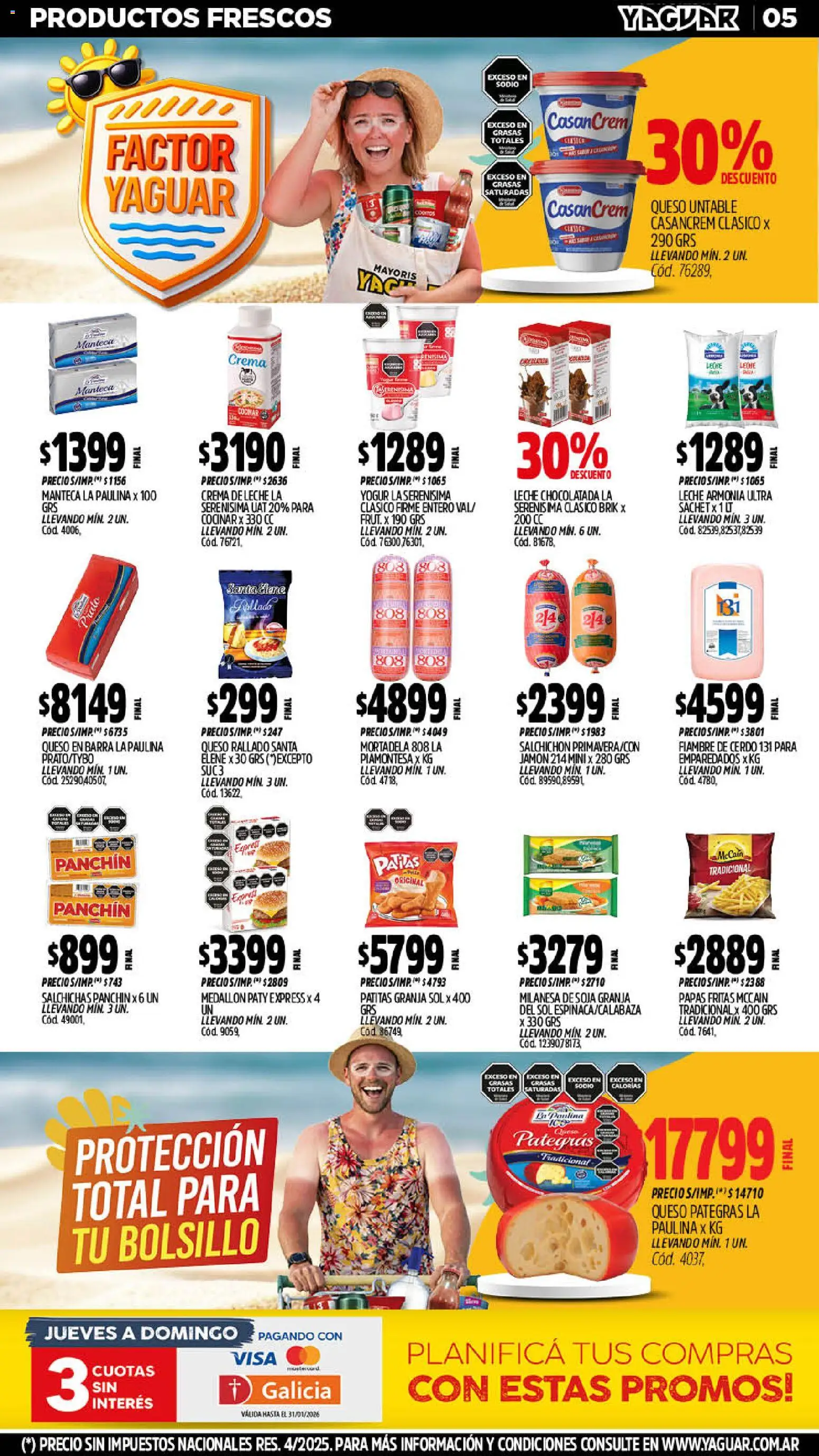 Yaguar catálogo │ válido desde el 19.01.2026 | Página: 5 | Productos: Manteca, Yogur, Chocolatada, Crema