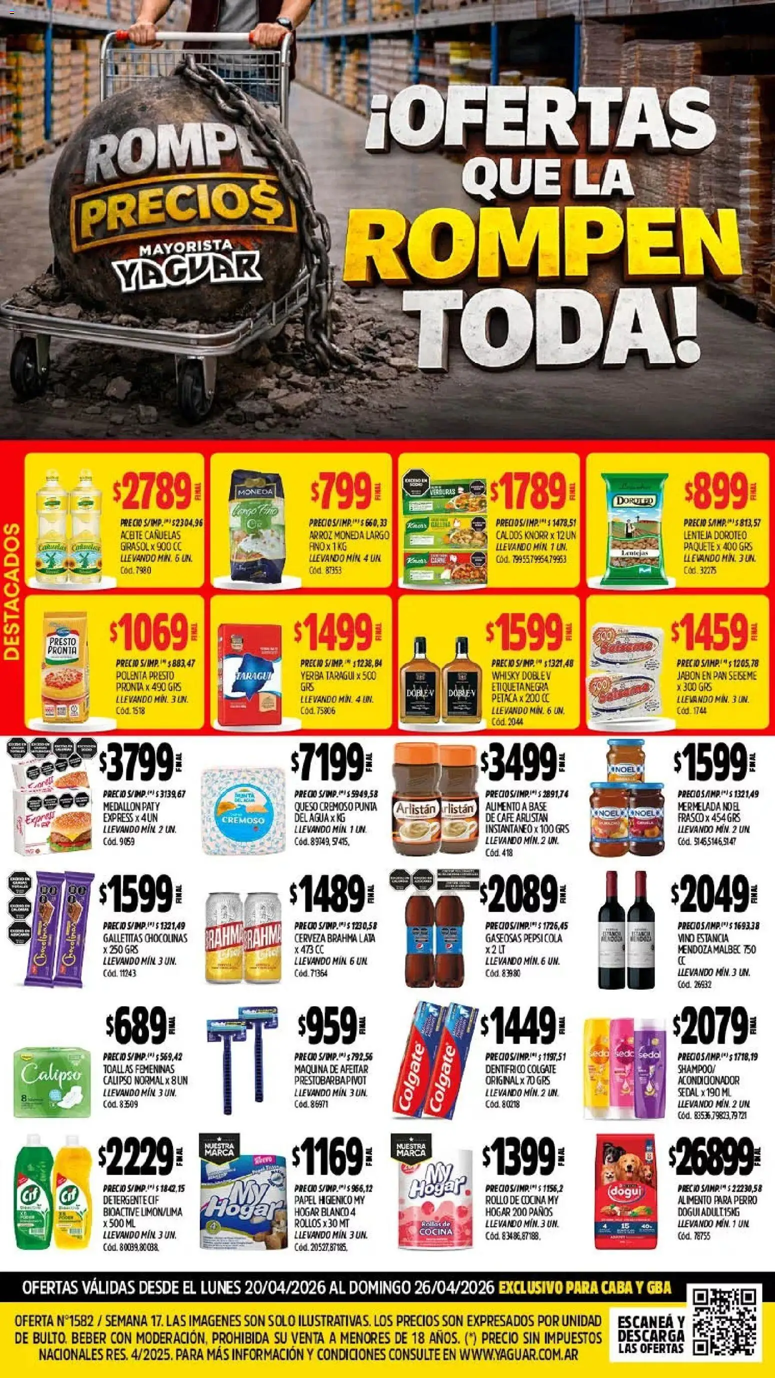 Yaguar - Oferta Semanal Buenos Aires │ válido desde el 20.04.2026 | Página: 1 | Productos: Whisky, Galletitas, Jabón, Vino