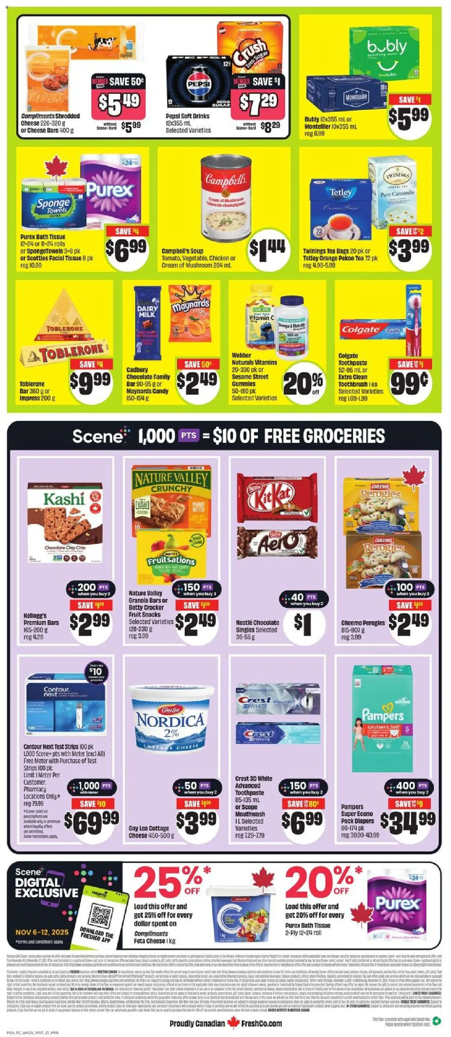 FreshCo flyer valid from 06.11.2025 | Page: 4 | Products: Fish, Tea, Milk, Chicken