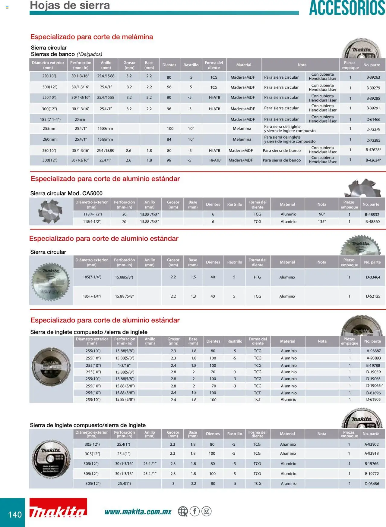 Nuevas ofertas de Makita válidas en toda la República Mexicana desde el 08.07.2024. ¡Encuentra las mejores ofertas en Makita catálogo Accesorios! | Página: 140 | Productos: Rastrillo, Sierra, Banco, Anillo