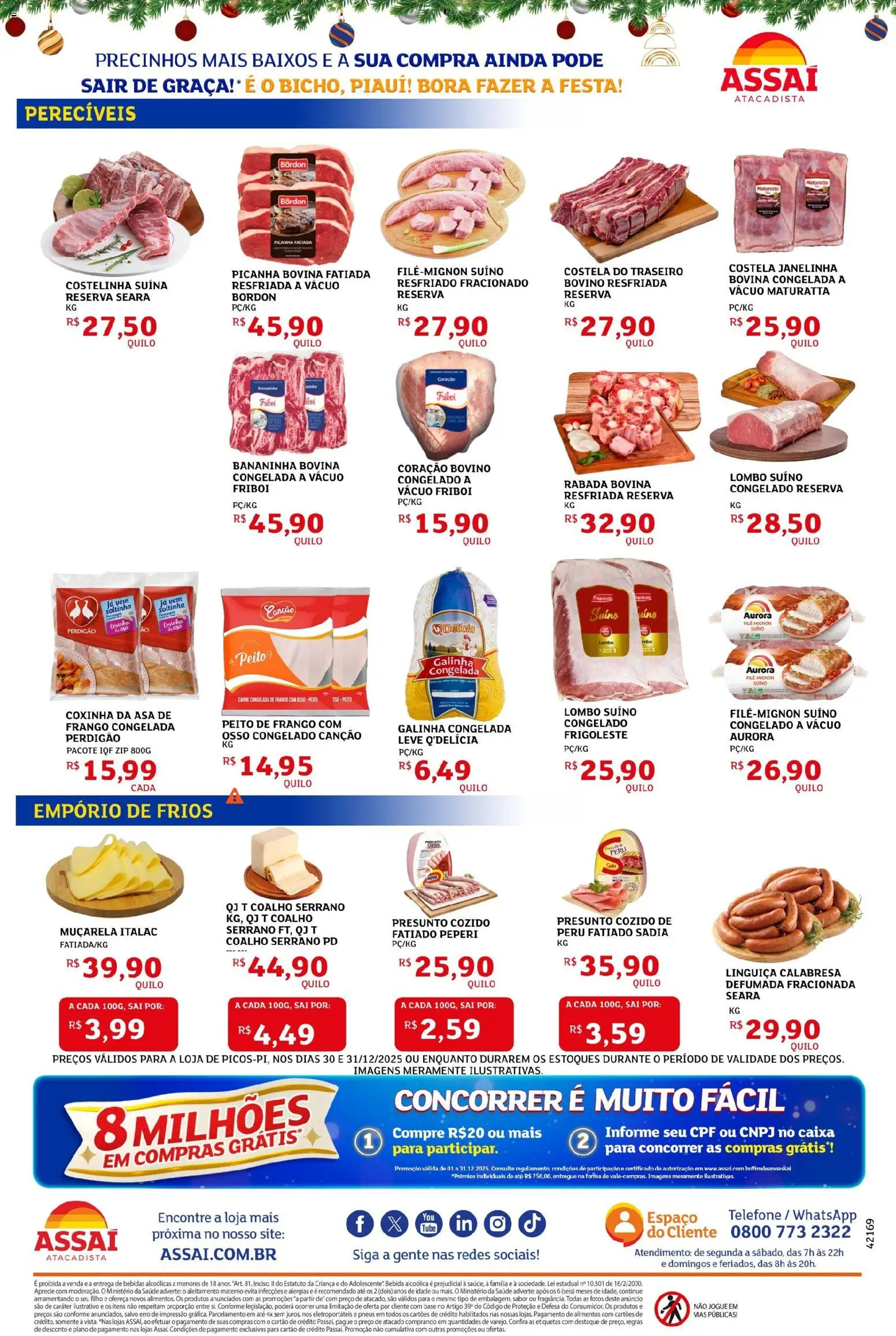 Assaí Atacadista Folheto - válido de 30.12.2025 | Página: 2 | Produtos: Linguiça, Picanha, Presunto, Carne